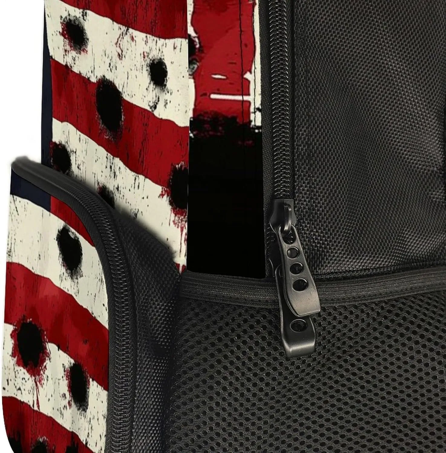 Supdreamc Lightweight Daypack for Camping Business Walking Cycling - Large Capacity Anti-Theft Multipurpose Bookbag, American Usa Flag War Bullet Hole Gym Outdoor Hiking Backpack