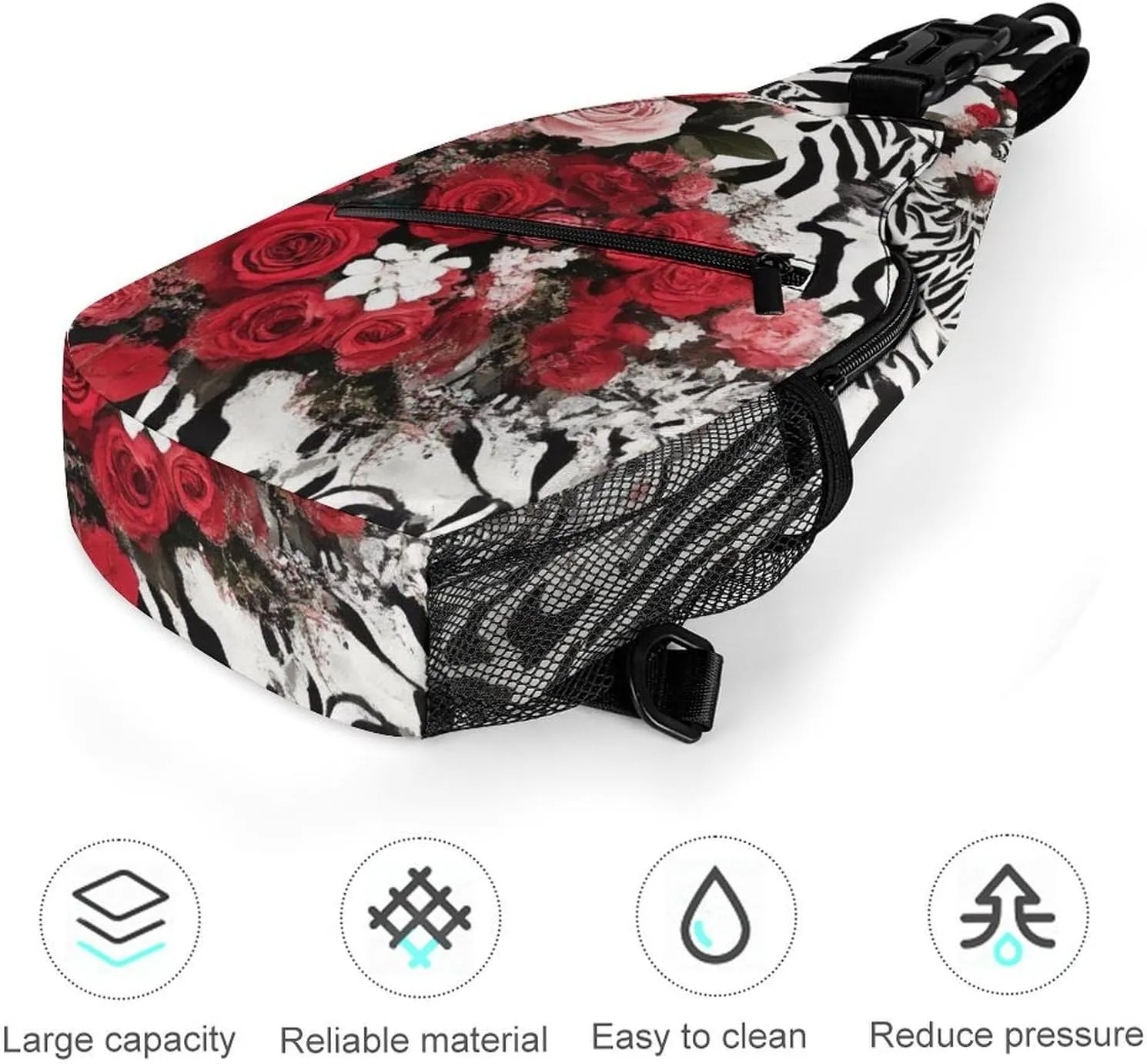 Supdreamc Men & Women Gym Crossbody Sack Satchel Outdoor Hiking Bag, Cheetah Leopard Zebra Print Floral Black And White Sling Bag Backpack Backpacking for Travel Hiking - Small Tool Backpack