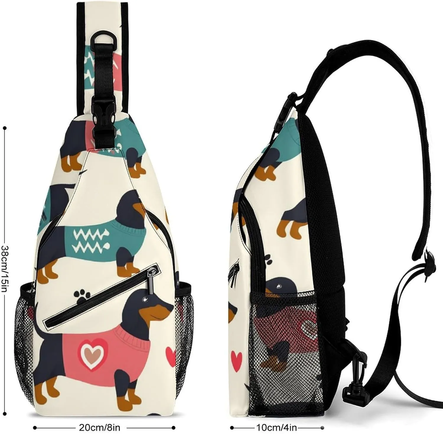 Supdreamc Men & Women Gym Crossbody Sack Satchel Outdoor Hiking Bag, Cute Clothes Dachshunds Dog Sling Backpack Bag for Running Hiking Cycling Gym - Unbalance Tote Bags