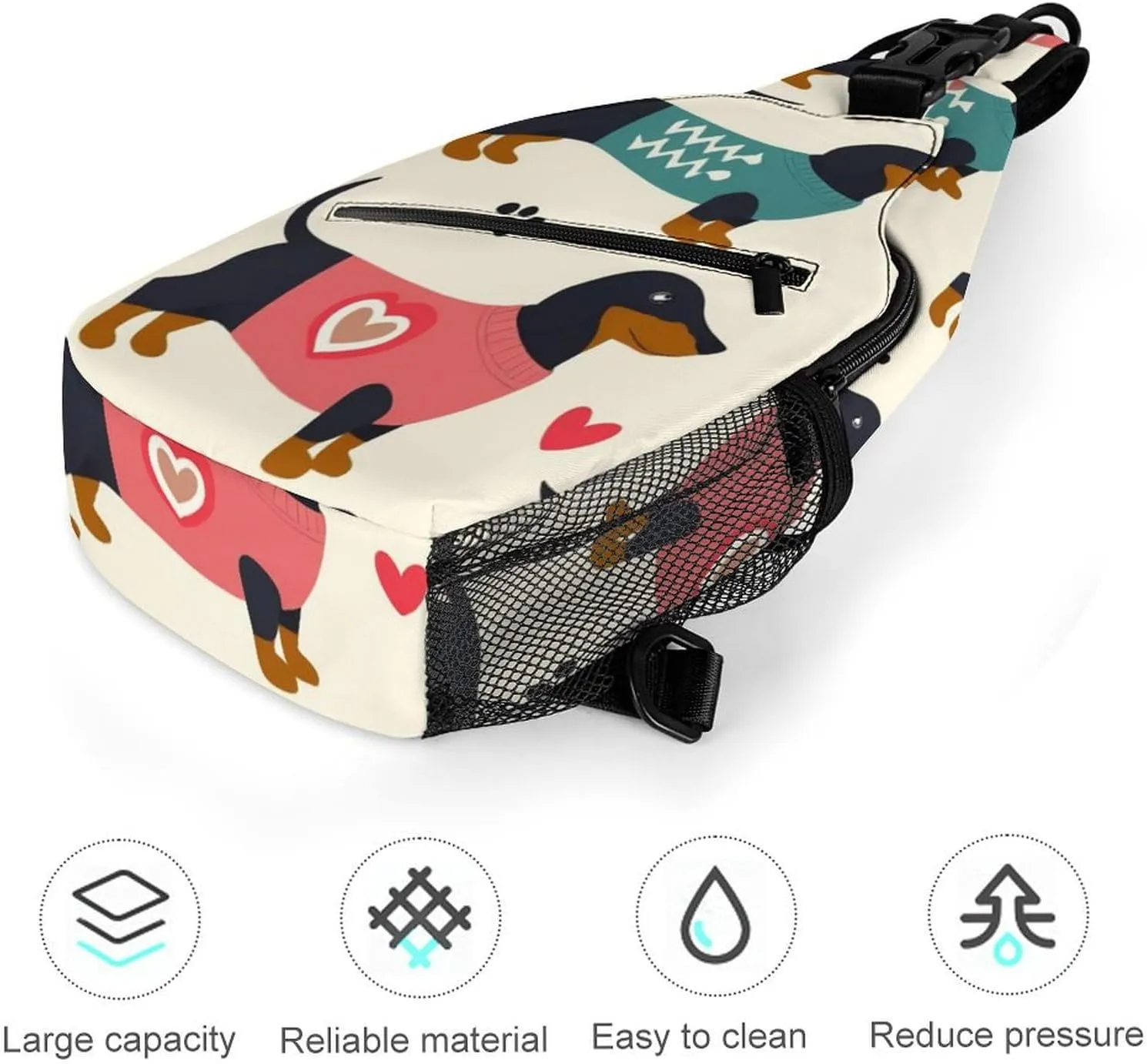 Supdreamc Men & Women Gym Crossbody Sack Satchel Outdoor Hiking Bag, Cute Clothes Dachshunds Dog Sling Backpack Bag for Running Hiking Cycling Gym - Unbalance Tote Bags