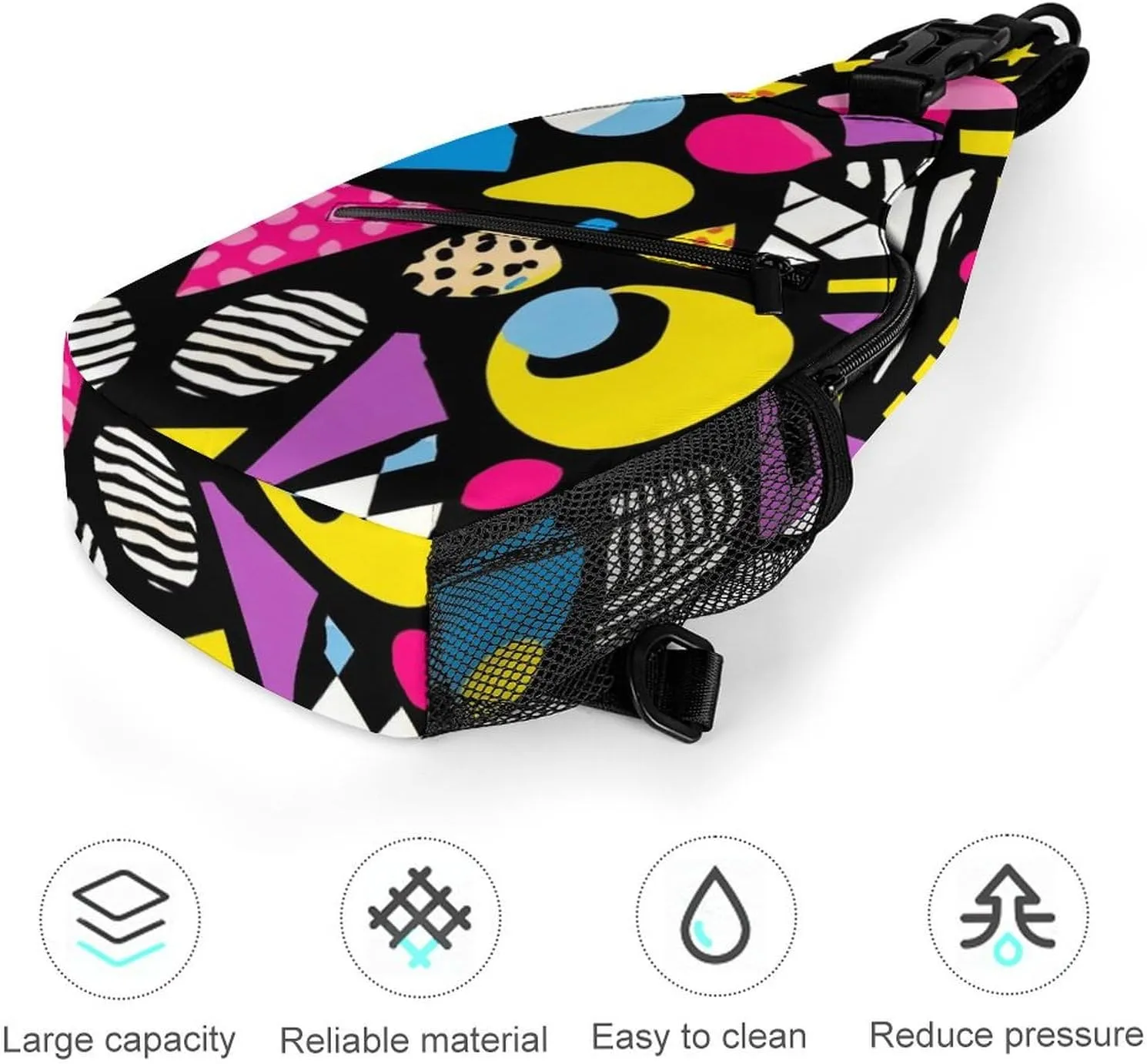 Supdreamc Men & Women Outdoor Sport Daypack Travel Bag, Black Retro 80S 90S Sling Bag Backpack Backpacking for Outdoor Camping Hiking Cycling - Durable Carry On Bag