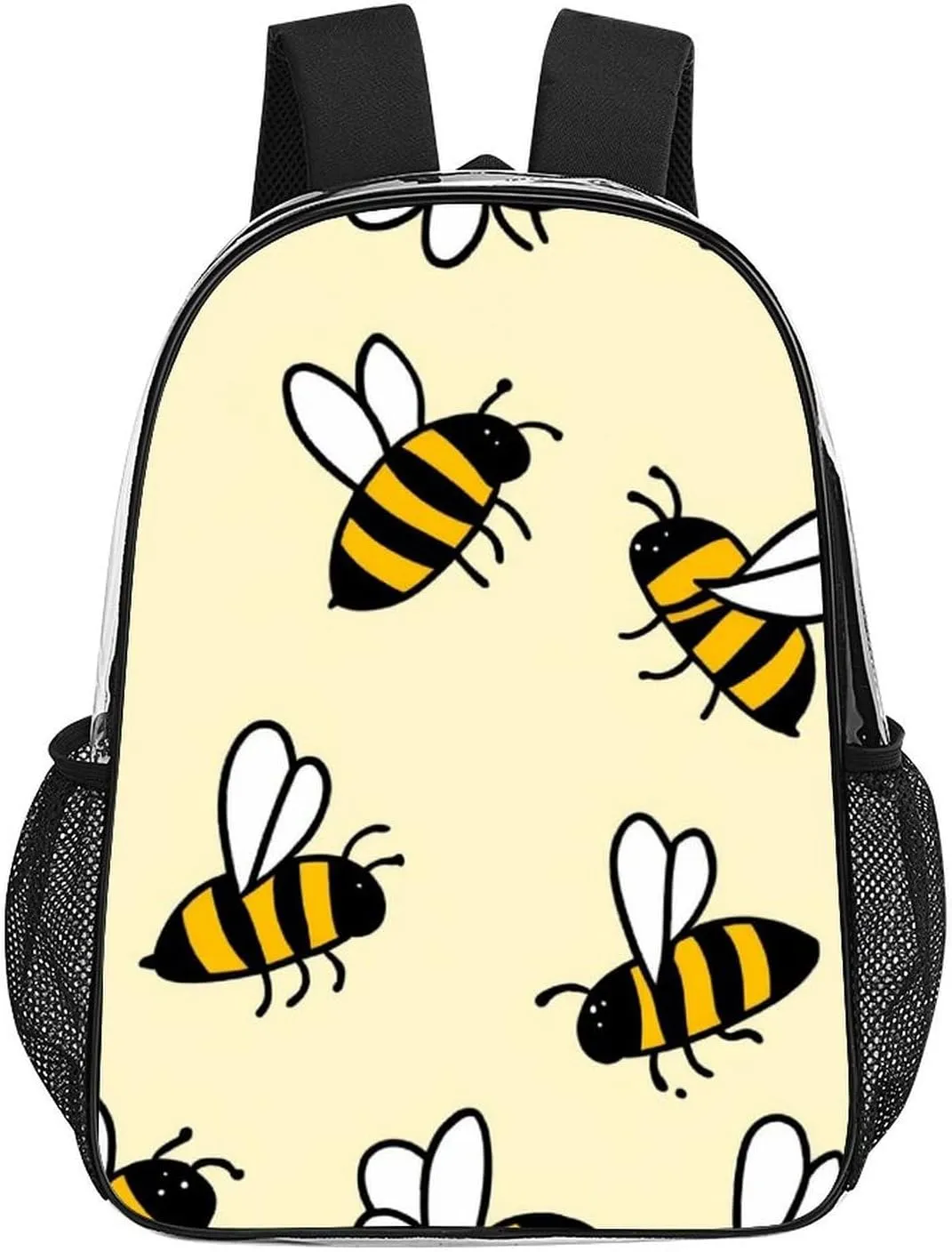Supdreamc Men Women Lightweight Cute Bee Pattern Backpack Large Capacity Carry On Bag Transparent Bag for Sports Work Walking Cycling
