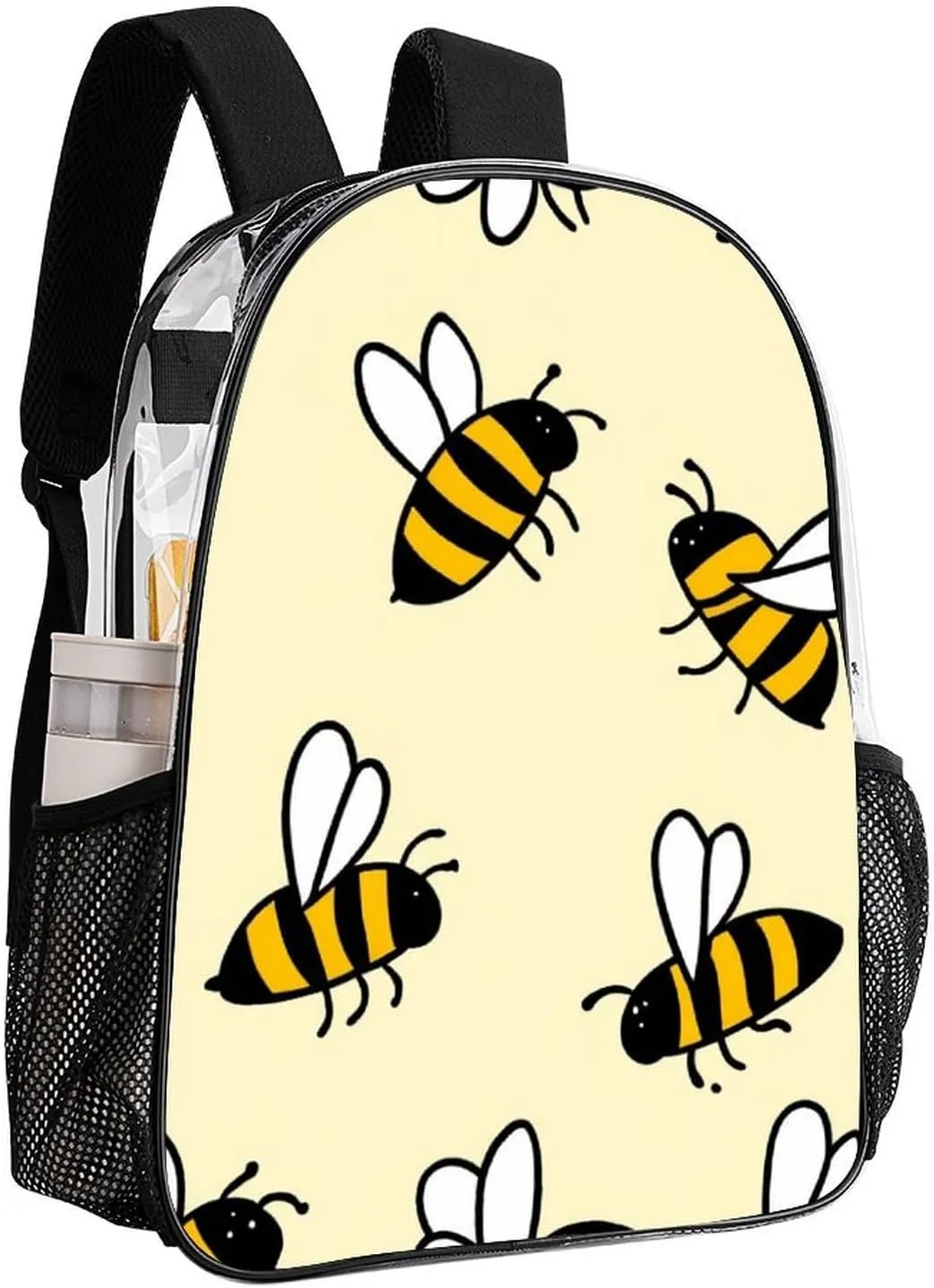 Supdreamc Men Women Lightweight Cute Bee Pattern Backpack Large Capacity Carry On Bag Transparent Bag for Sports Work Walking Cycling