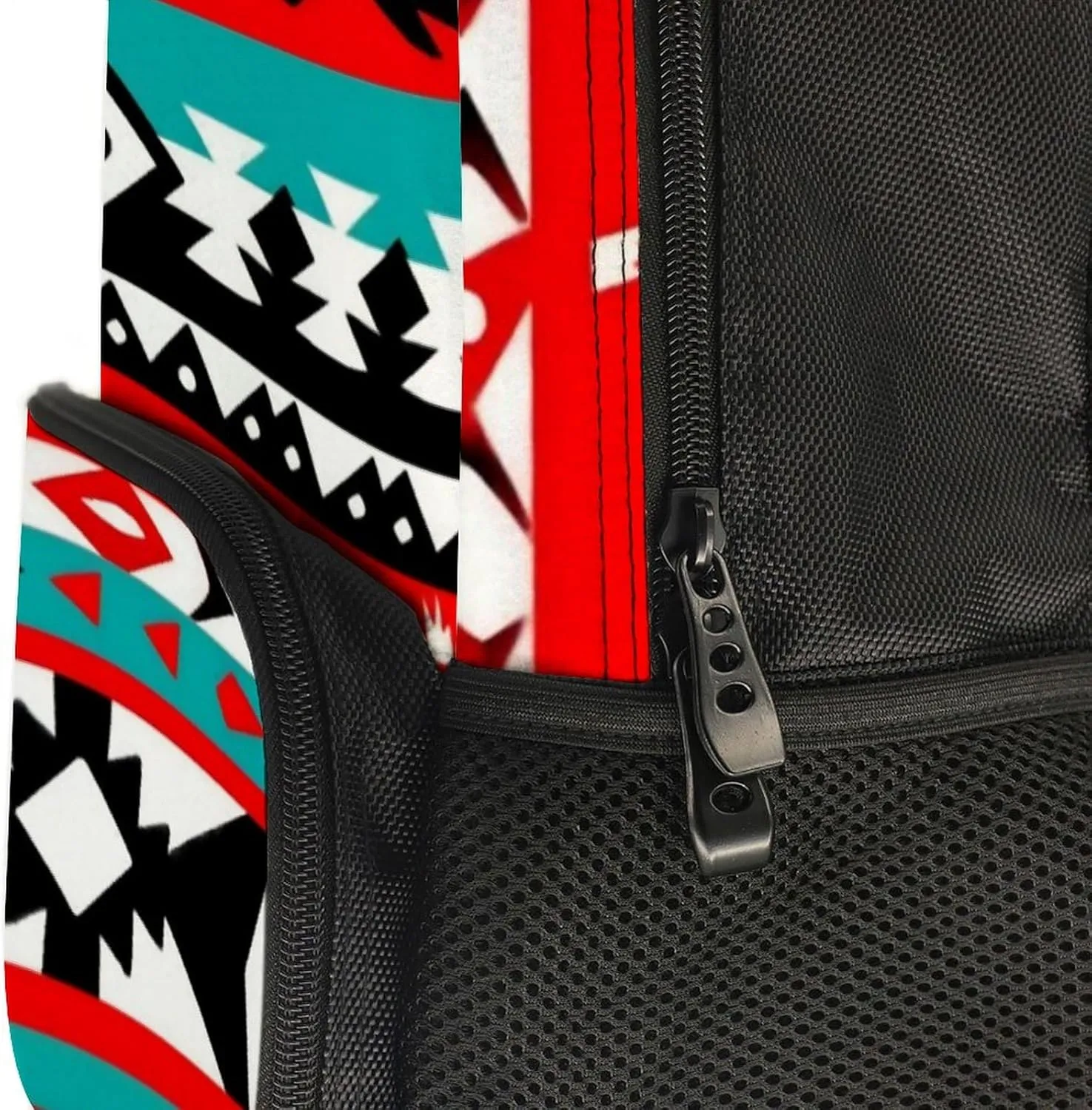 Supdreamc Men Women Lightweight Geometric Indiana Western Southwest Tribal Ethnic Aztec Red Turquoise Daypack Bookbag Big Capacity Carry On Bag With Side Pockets for Camping Travel Bicycle