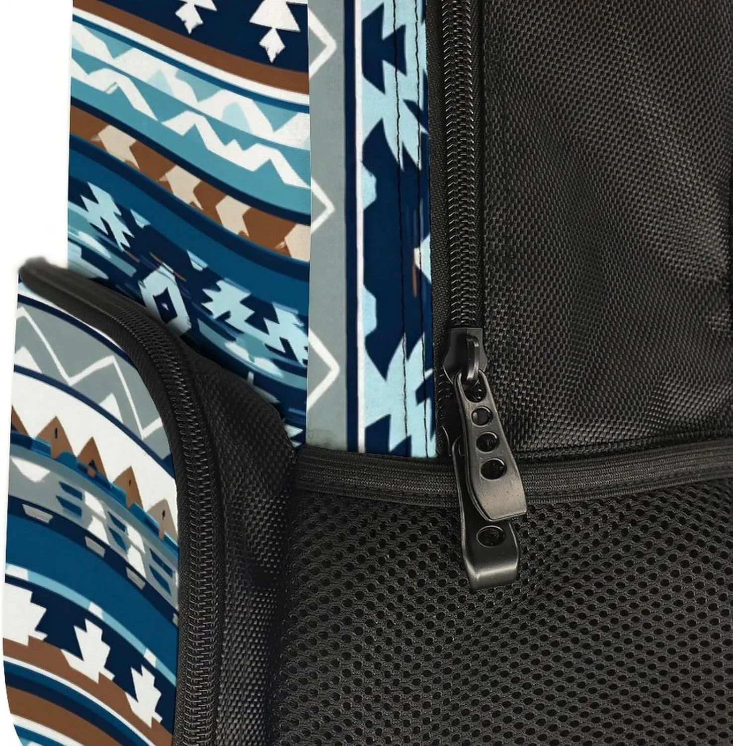 Supdreamc Men Women Polyester Colorful Surf Blue Tribal Navajo Aztec Geometric Ethnic Pattern Daypack Big Capacity Shoulder Bag With Adjustable Shoulder Straps for Camping Travel Walking Cycling