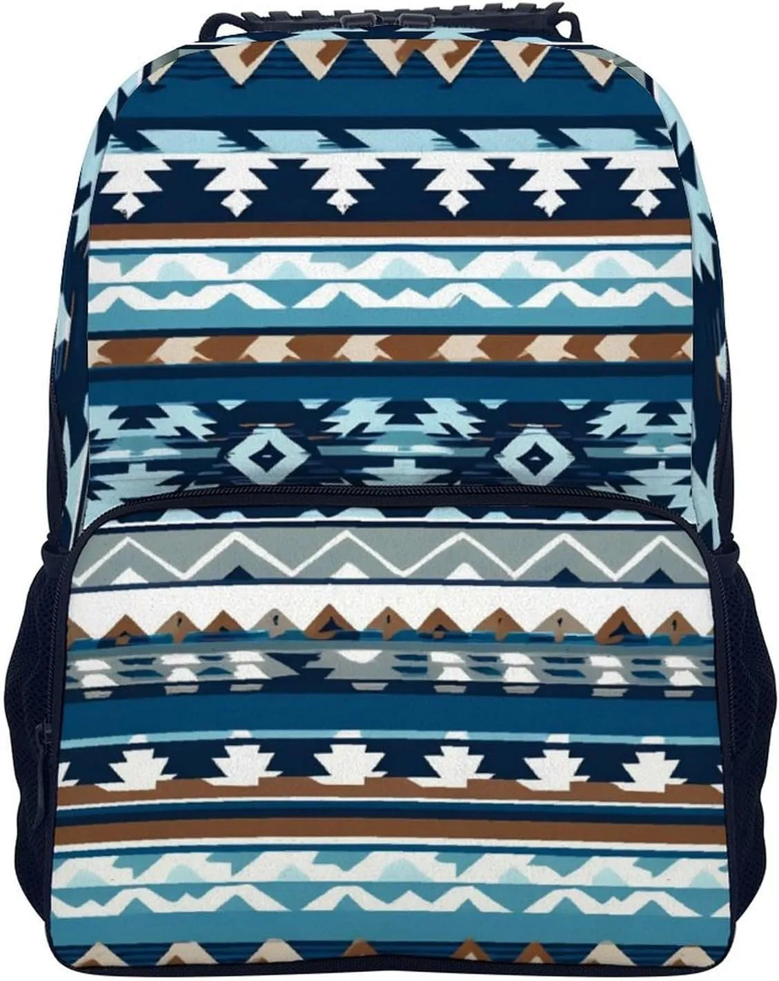 Supdreamc Men Women Polyester Colorful Surf Blue Tribal Navajo Aztec Geometric Ethnic Pattern Daypack Big Capacity Shoulder Bag With Adjustable Shoulder Straps for Camping Travel Walking Cycling