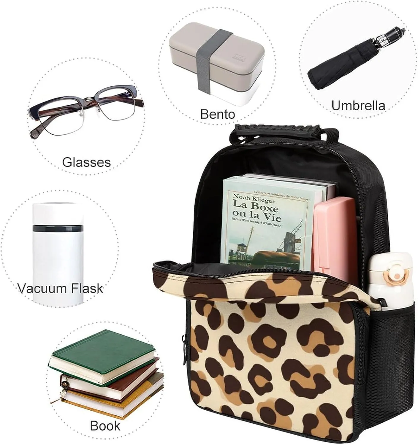 Supdreamc Men Women Polyester Cool Cheetah Leopard Print Casual Daypack Large Capacity Carry On Bag With Adjustable Shoulder Straps for Camping Work Running