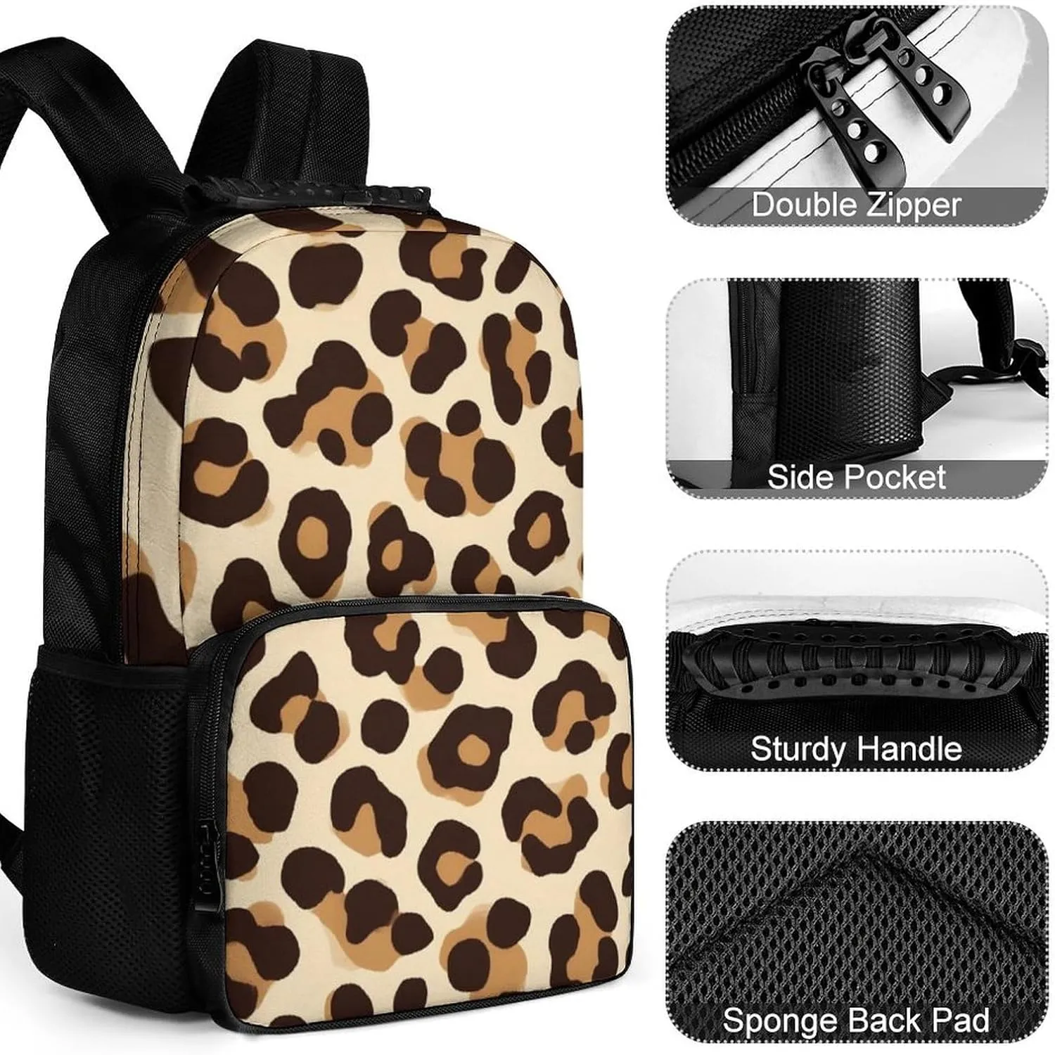 Supdreamc Men Women Polyester Cool Cheetah Leopard Print Casual Daypack Large Capacity Carry On Bag With Adjustable Shoulder Straps for Camping Work Running