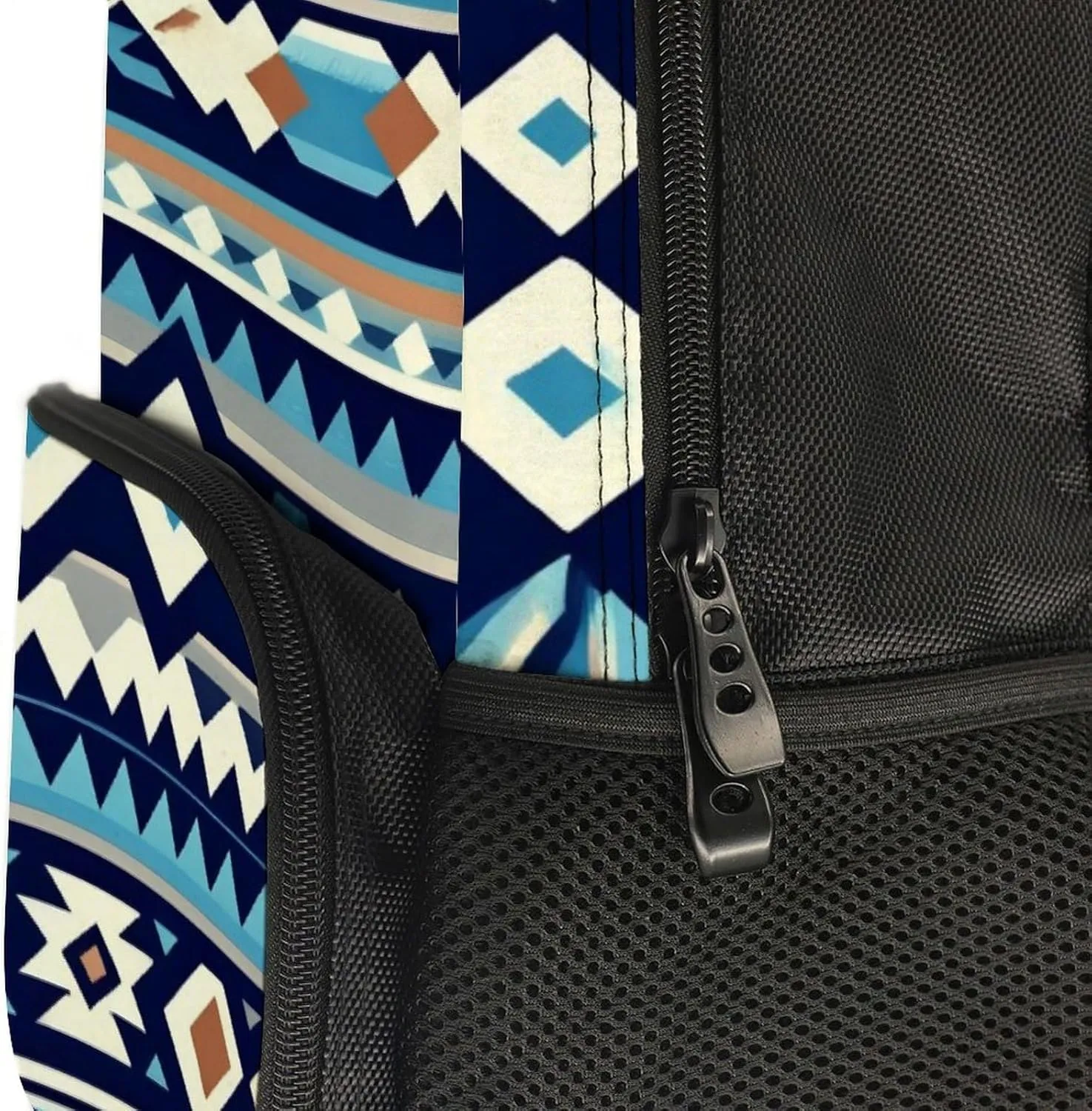 Supdreamc Rucksack Anti-Theft Multipurpose Big Capacity Carry On Bag - Colorful Surf Blue Tribal Navajo Aztec Geometric Ethnic Pattern Traveling & Camping Backpack With Side Pockets