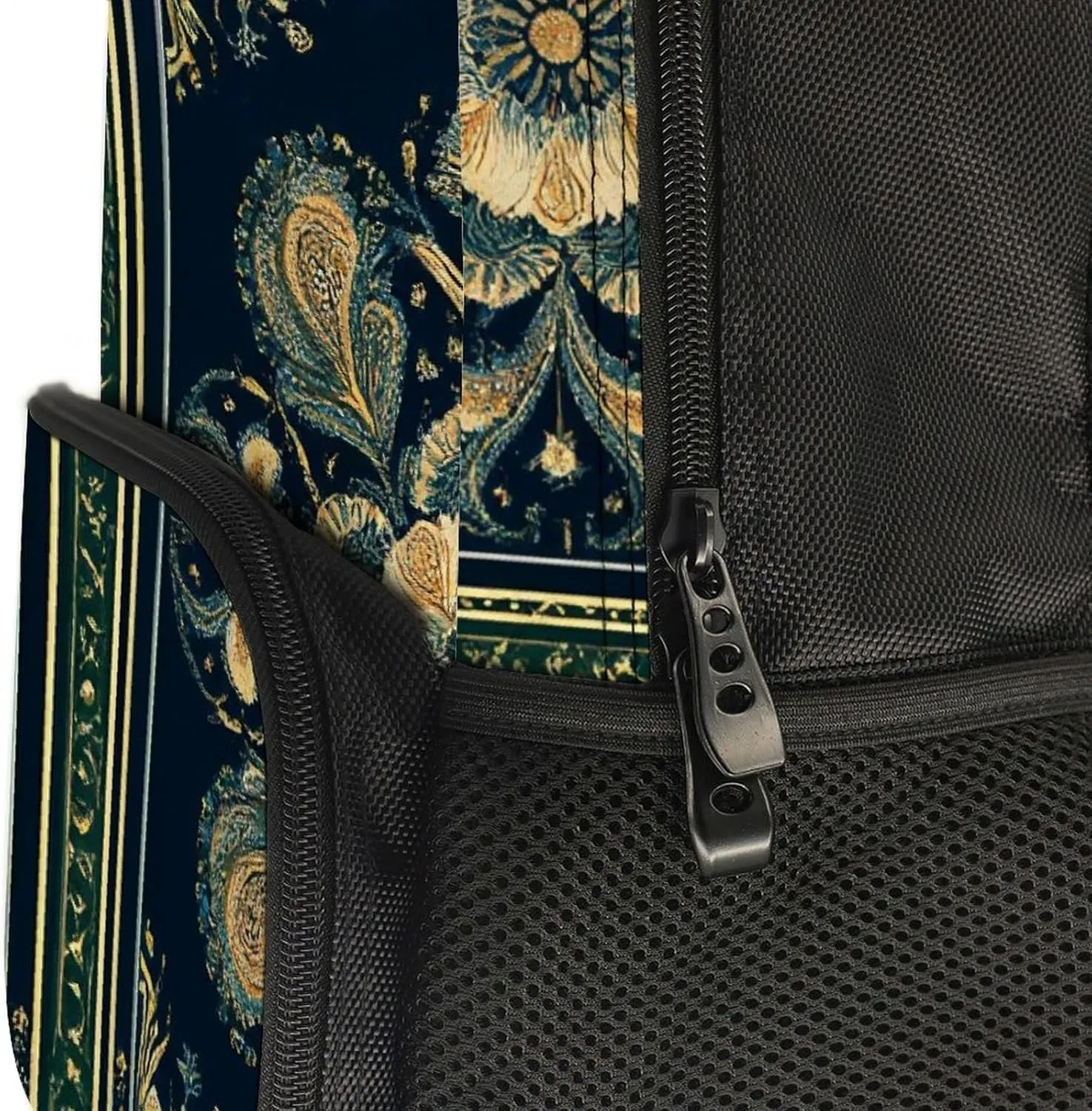 Supdreamc Women Men Polyester Boho Vintage Paisley Bandana Print Casual Daypack Large Capacity Bookbag With Side Pockets for Sports Picnic Walking Cycling