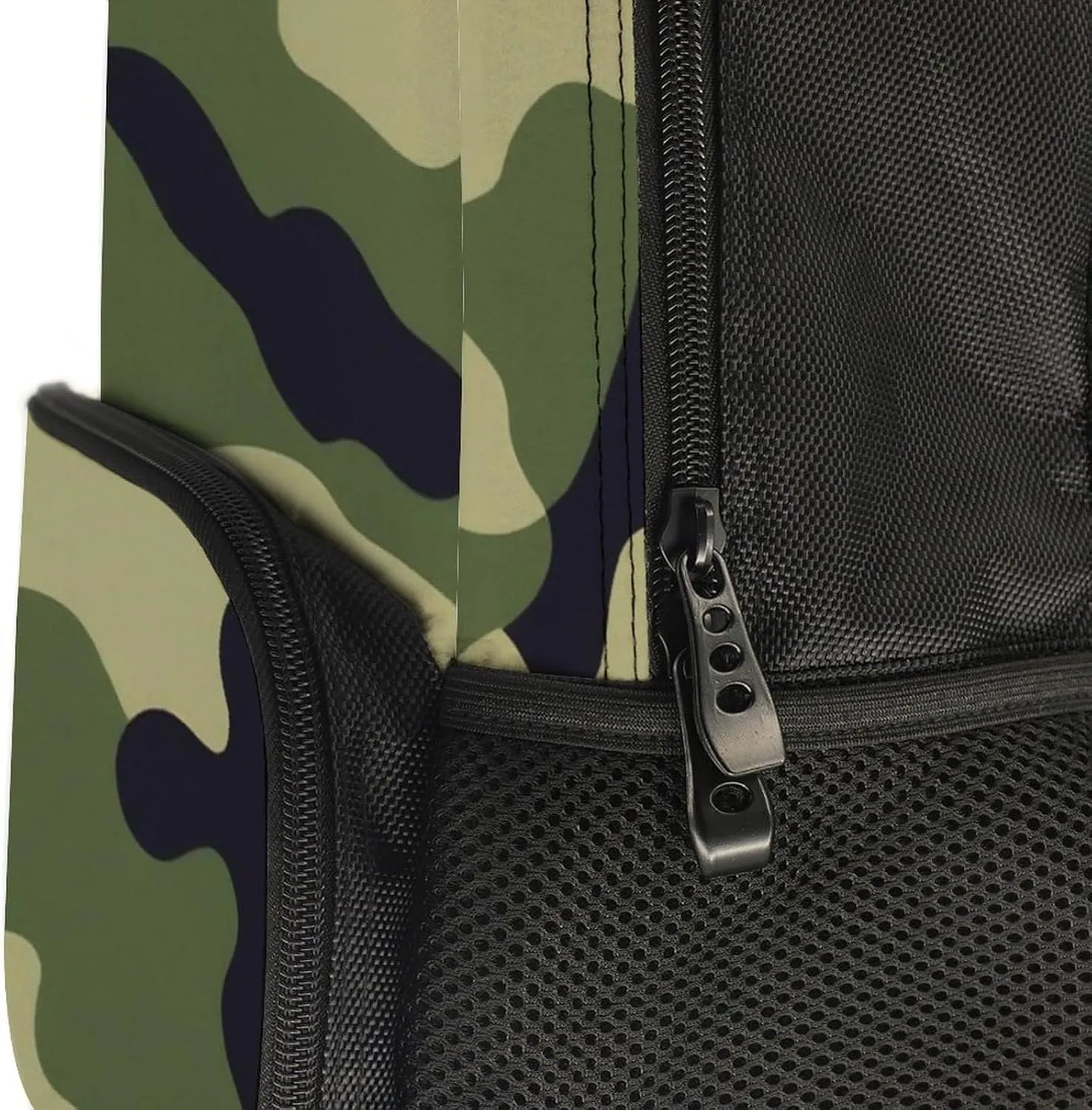 Supdreamc Women Men Polyester Green Camo Army Camouflage 3D Print Casual Daypack Large Capacity Bookbag With Side Pockets for Sports Picnic Walking Cycling