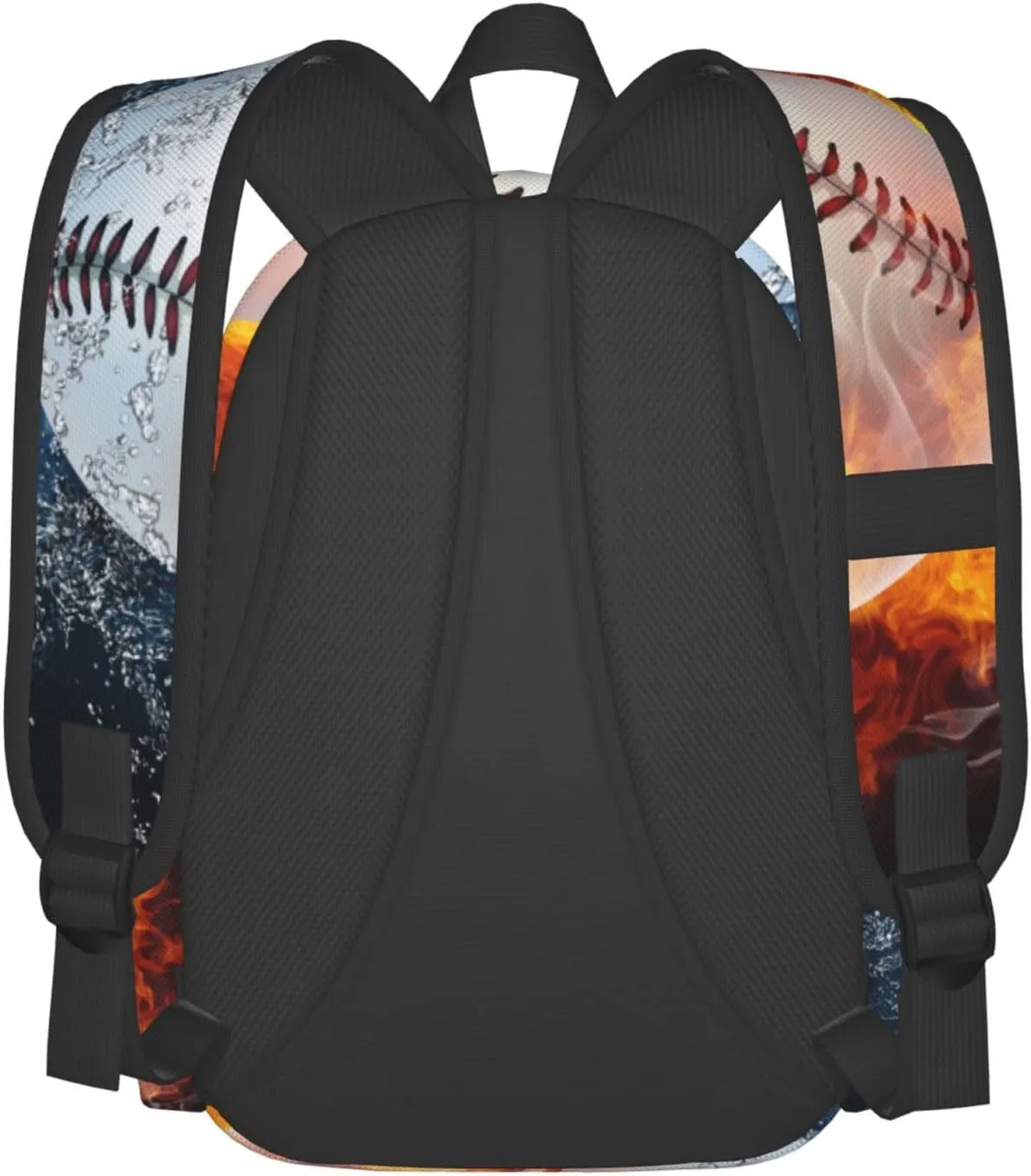 SUPLUCHOM School Backpack Baseball Fire Water Sport Casual Daypack Men Women Polyester Laptop Bag with Side Pockets Bookbag for Travel Hiking Work Student Over 3 Years Old Kids