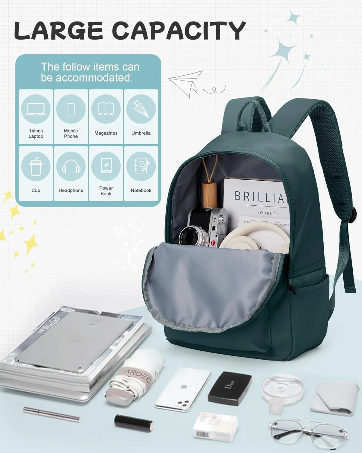suradar School Backpack Middle High School Students Bookbag for Teens Girls Boy College Backpack for Women Men Casual Daypack