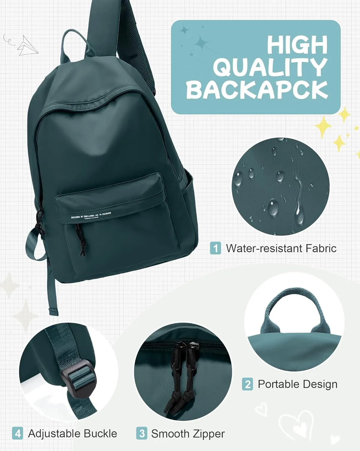 suradar School Backpack Middle High School Students Bookbag for Teens Girls Boy College Backpack for Women Men Casual Daypack