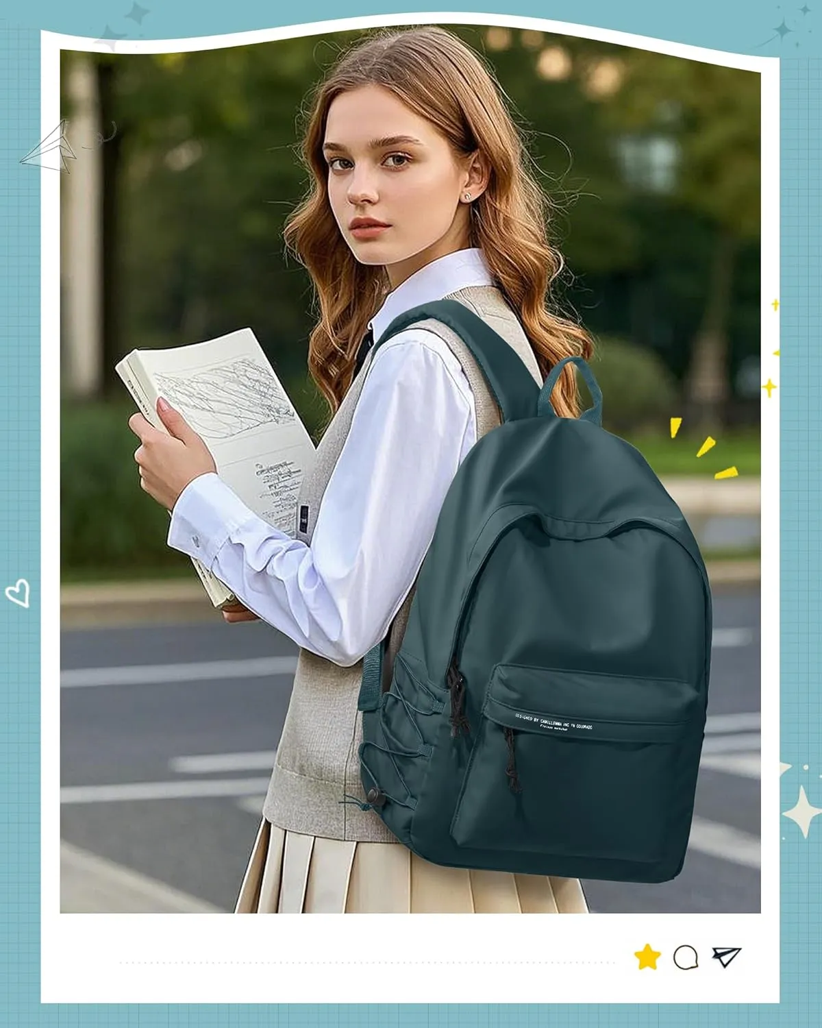 suradar School Backpack Middle High School Students Bookbag for Teens Girls Boy College Backpack for Women Men Casual Daypack
