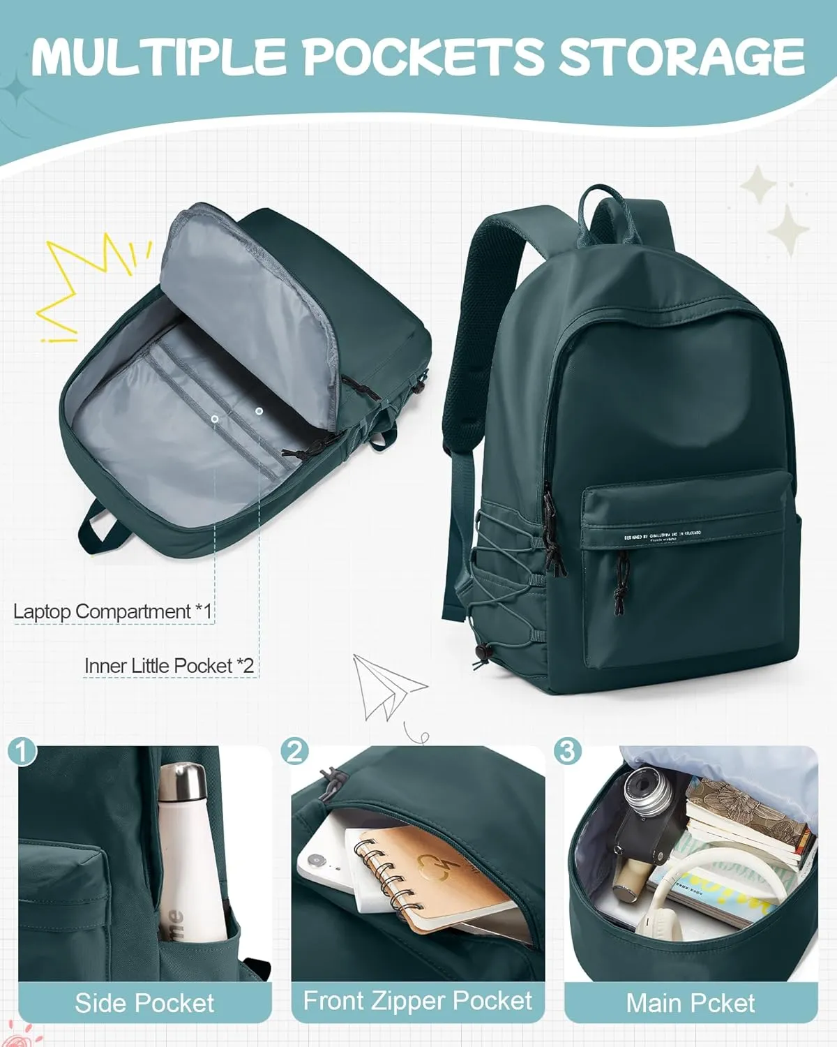 suradar School Backpack Middle High School Students Bookbag for Teens Girls Boy College Backpack for Women Men Casual Daypack