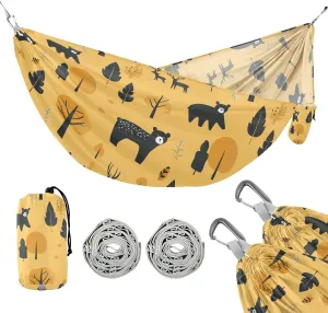 susiyo Portable Camping Hammock Bears Deer Printed Lightweight Hammock Comfortable Travel Swing with Tree Straps for Camping Hiking Backpacking Travel or Beach - Up to 330lbs
