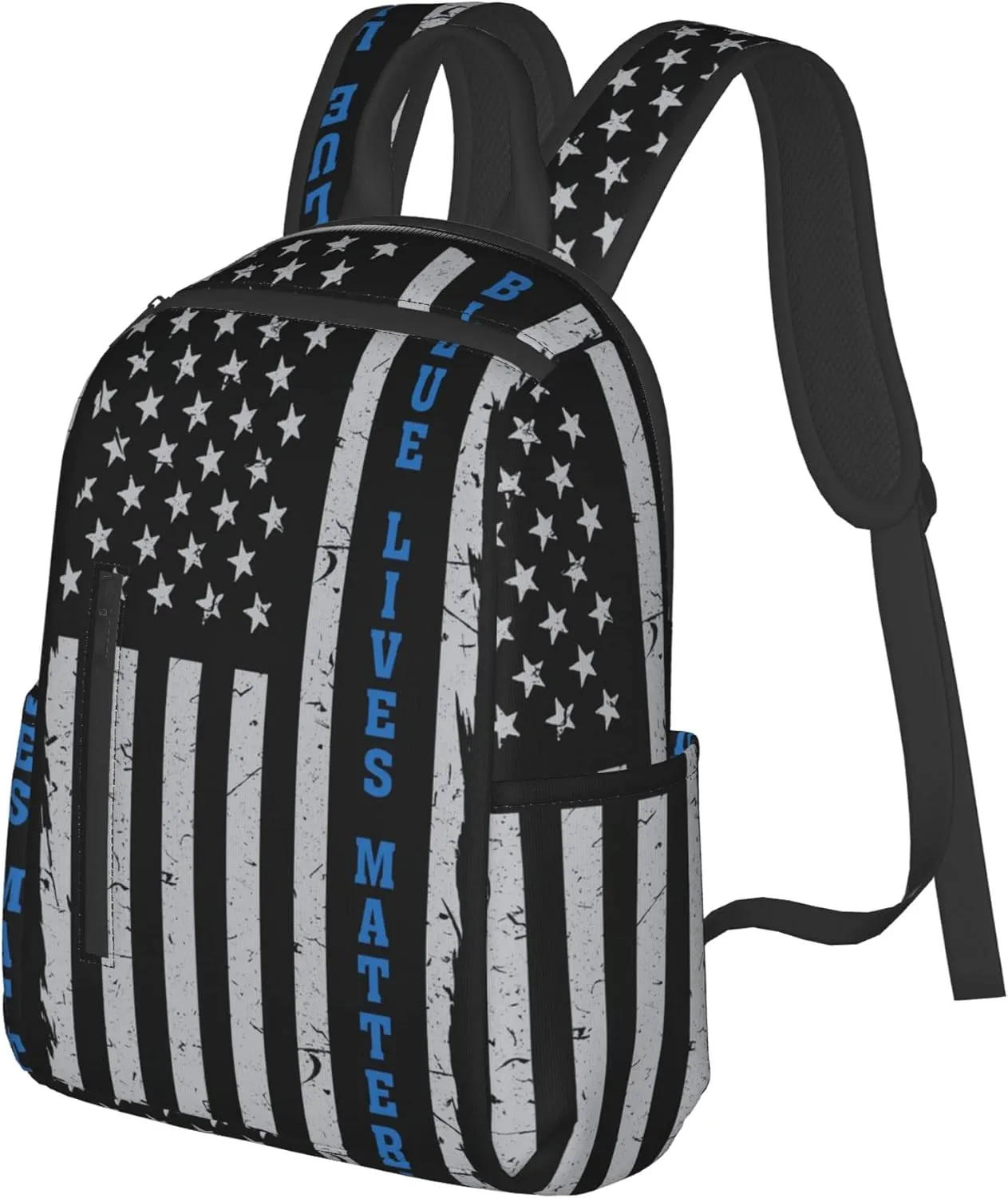 SWEET TANG Backpack for blue lives matter line American Flag Police pattern black Bookbag