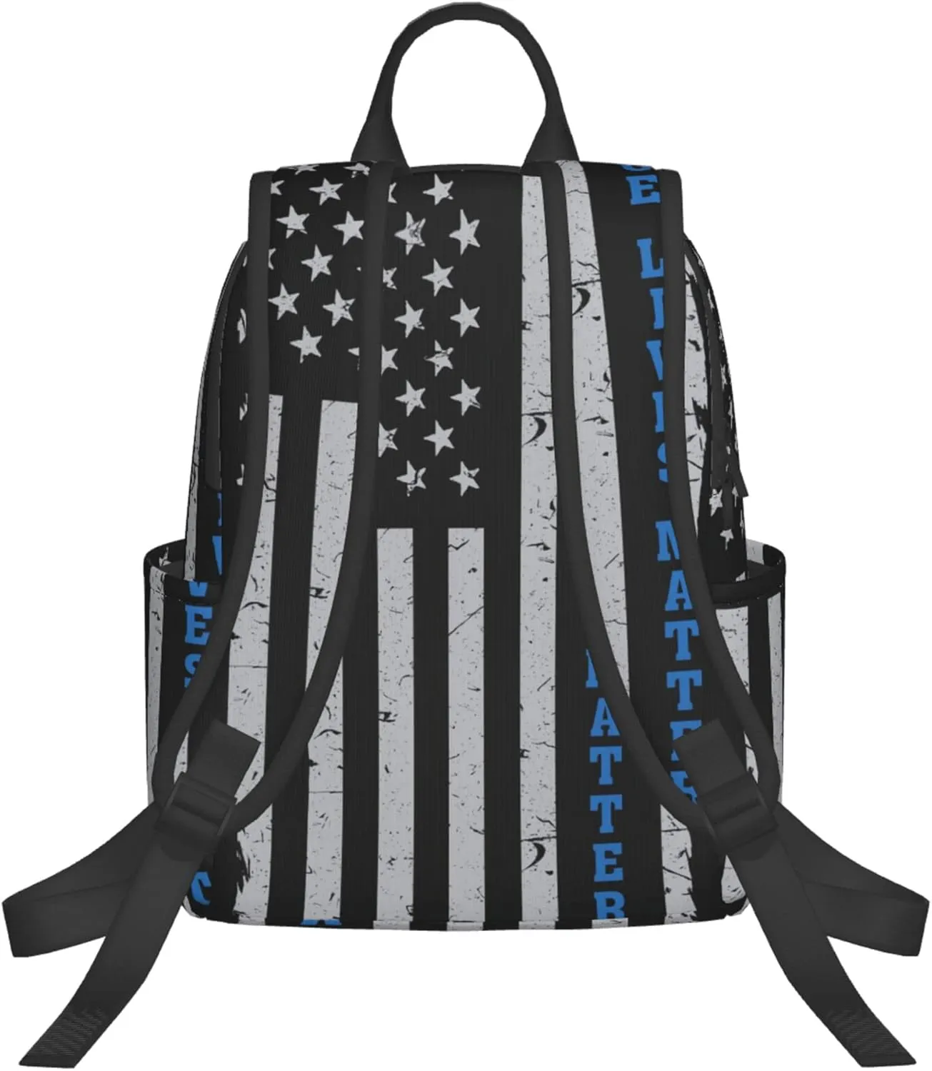 SWEET TANG Backpack for blue lives matter line American Flag Police pattern black Bookbag