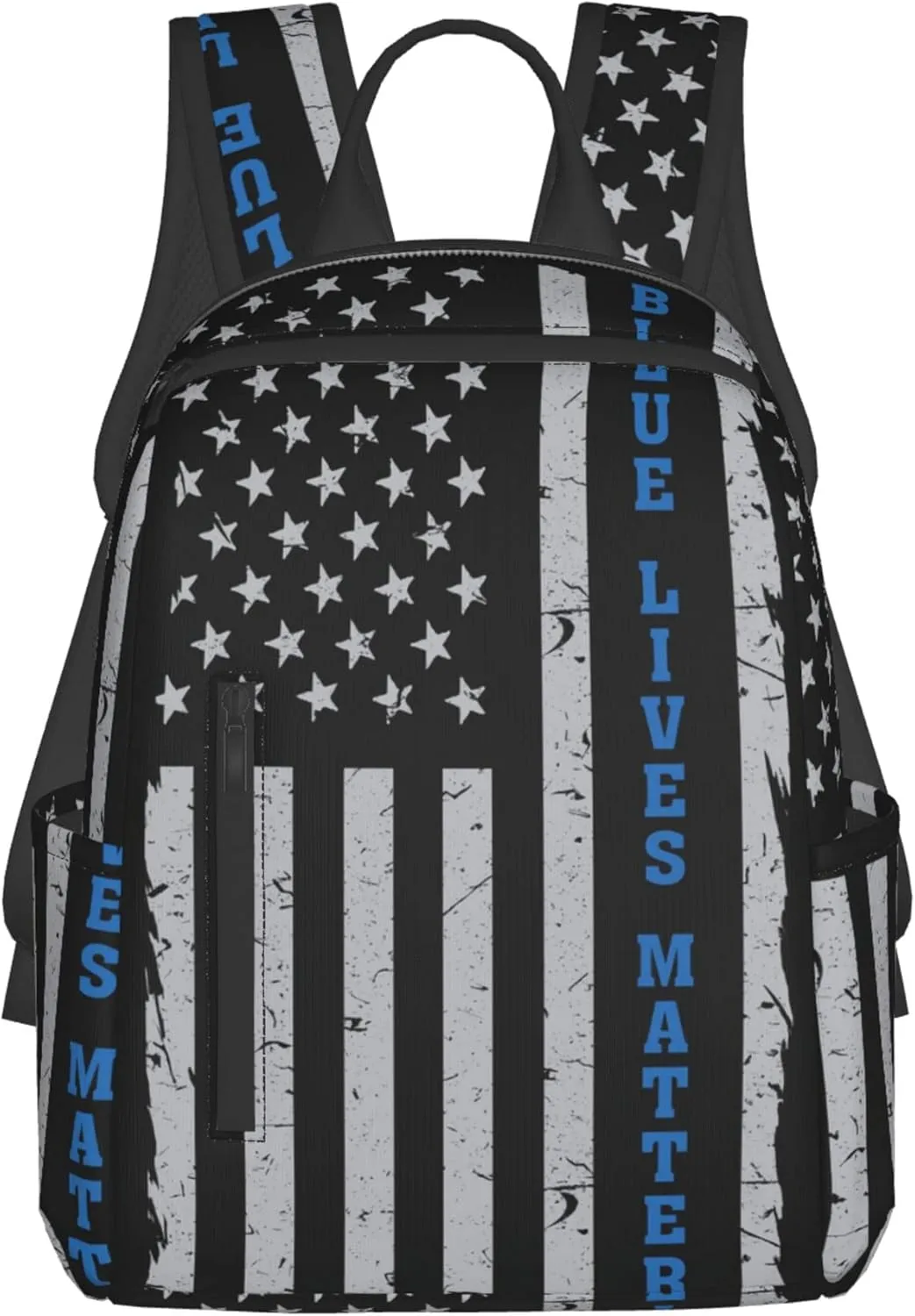 SWEET TANG Backpack for blue lives matter line American Flag Police pattern black Bookbag