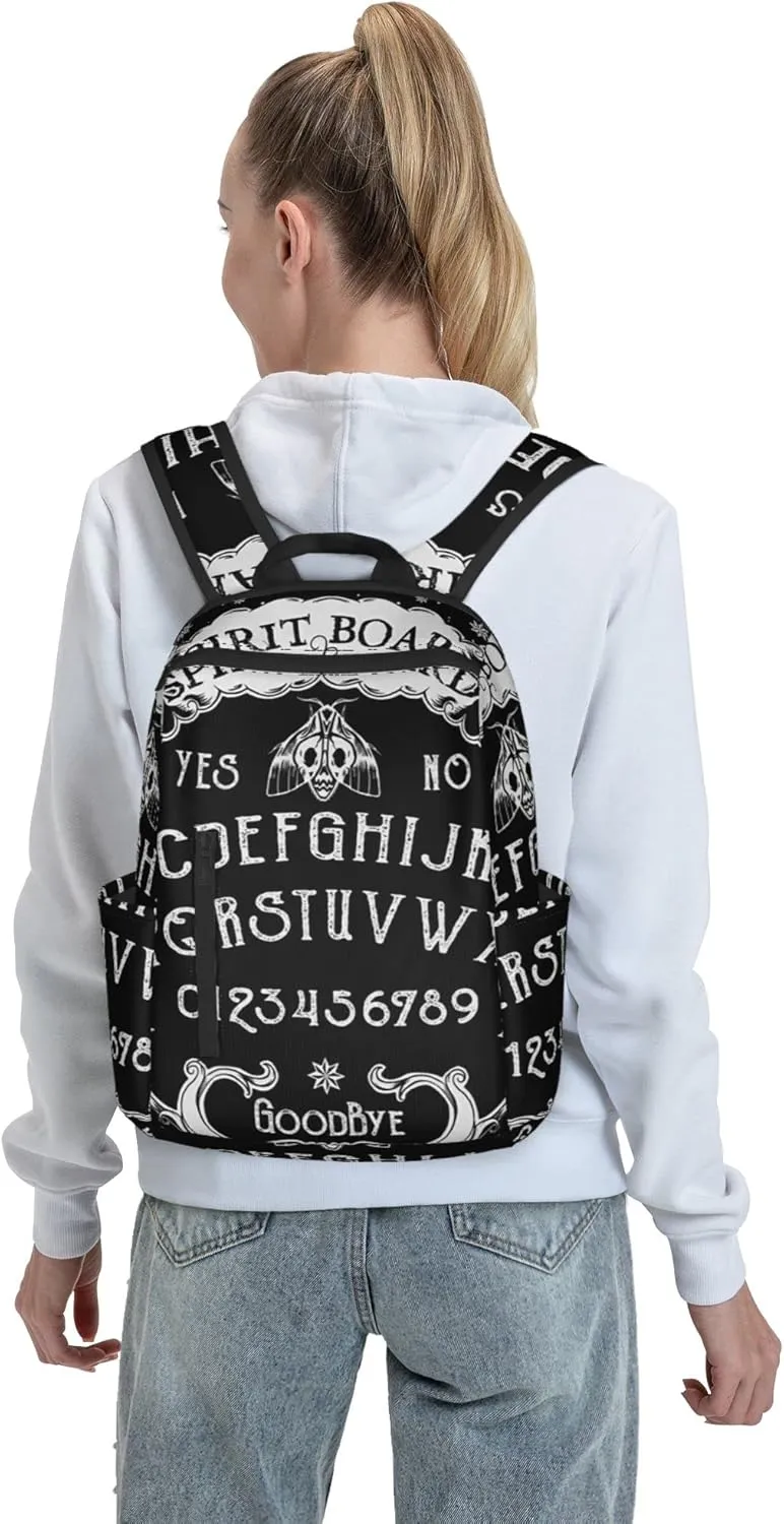 SWEET TANG Backpack Travel, Work Bookbag cat skull head Witch Board Black Gothic Casual Daypacks with Water Bottle Pocket