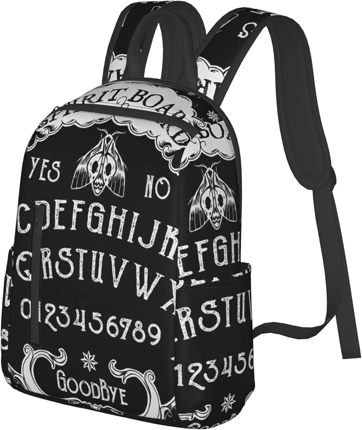 SWEET TANG Backpack Travel, Work Bookbag cat skull head Witch Board Black Gothic Casual Daypacks with Water Bottle Pocket