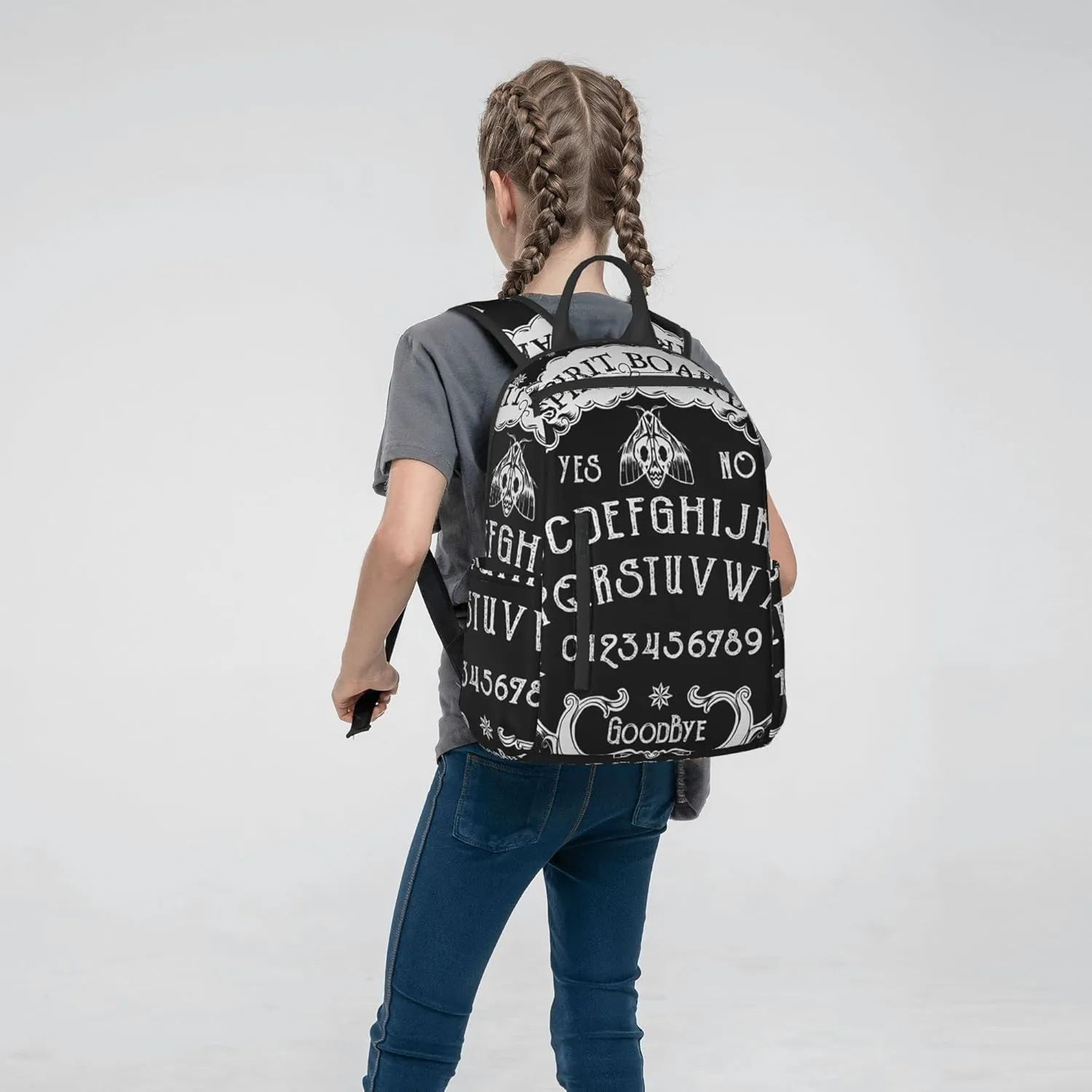 SWEET TANG Backpack Travel, Work Bookbag cat skull head Witch Board Black Gothic Casual Daypacks with Water Bottle Pocket