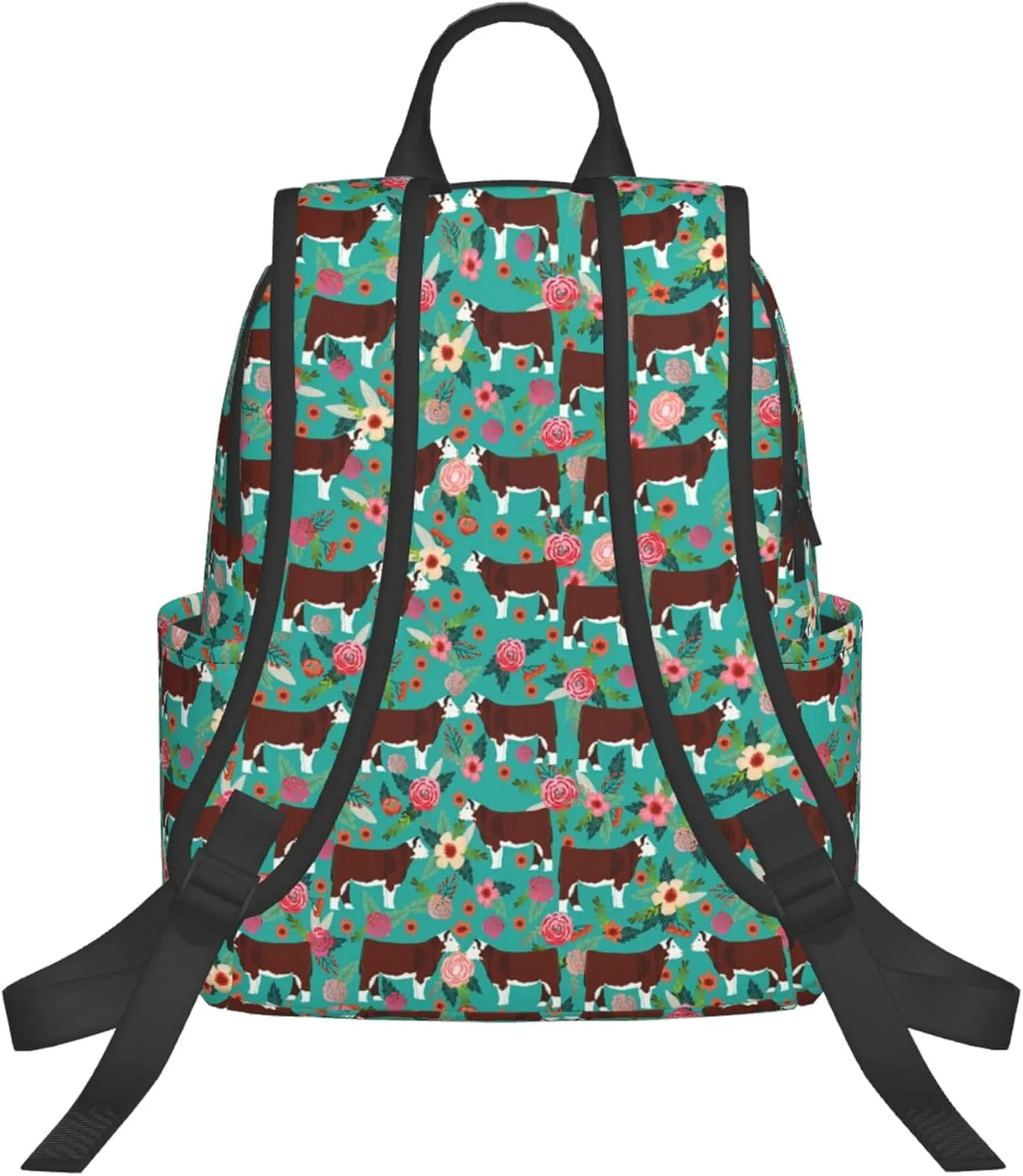 SWEET TANG Hereford Cow Cattle Floral Backpack Fashion Rucksack Anti Theft Rucksack Extra Large Laptop Backpack for Hiking Camping College