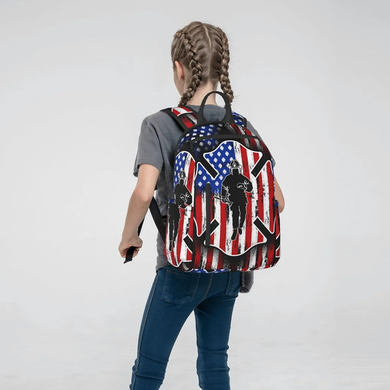 SWEET TANG Lightweight Casual Laptop Backpack For for Men and Women Bookbag for College (Fireman flag american firefighter)