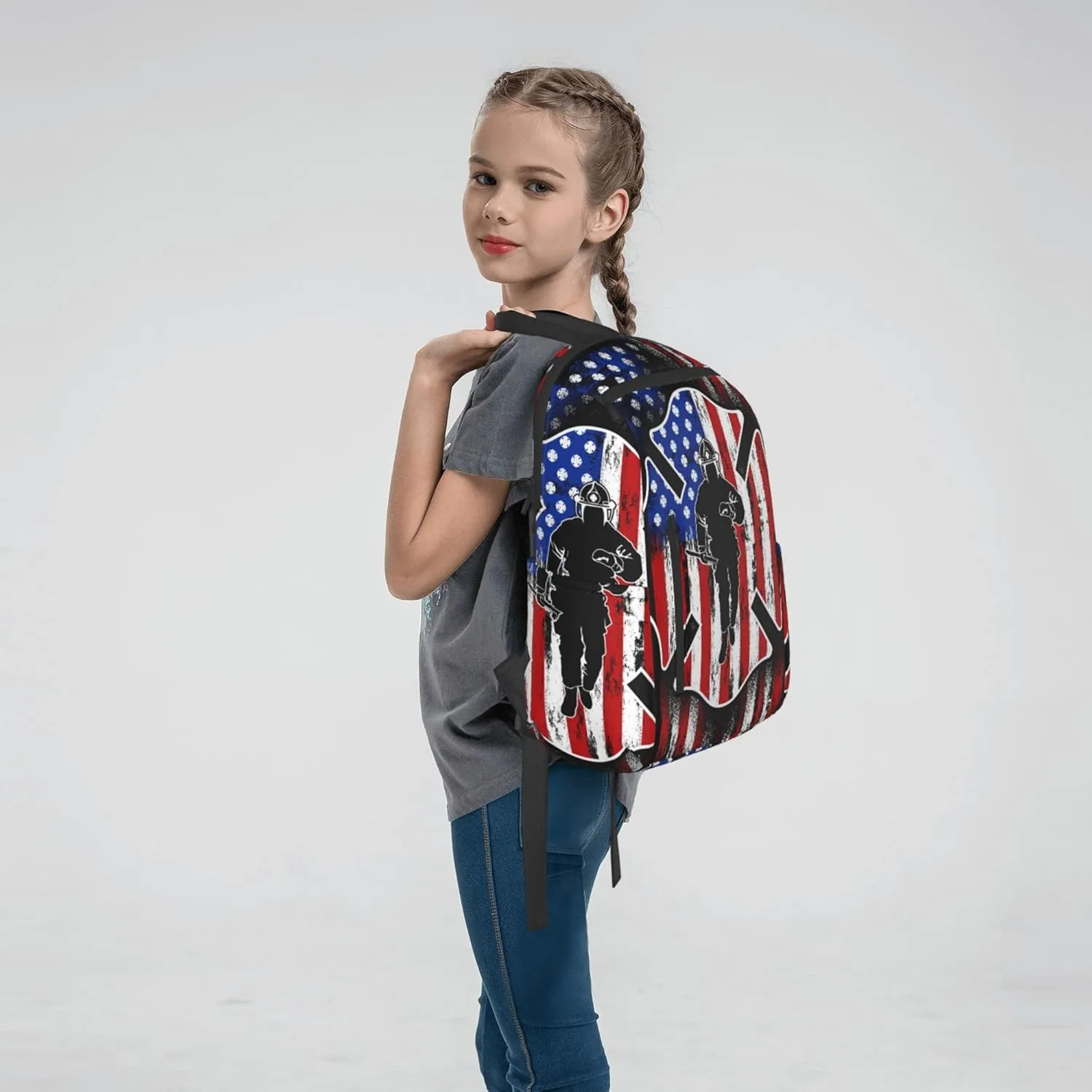 SWEET TANG Lightweight Casual Laptop Backpack For for Men and Women Bookbag for College (Fireman flag american firefighter)