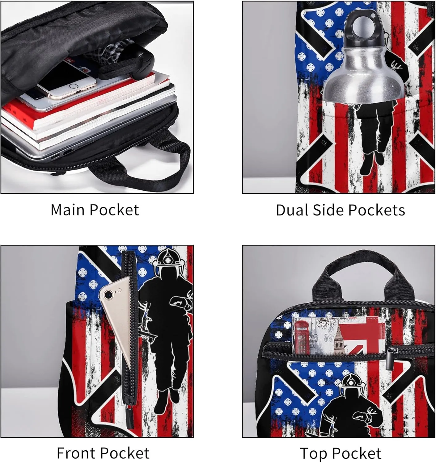 SWEET TANG Lightweight Casual Laptop Backpack For for Men and Women Bookbag for College (Fireman flag american firefighter)