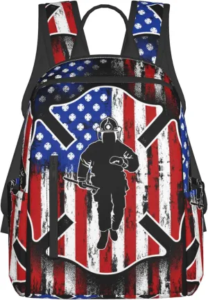 SWEET TANG Lightweight Casual Laptop Backpack For for Men and Women Bookbag for College (Fireman flag american firefighter)