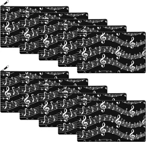 Sweetude 10 Pcs Musical Note Makeup Bag Music Teacher Gift for Women Thank You Lovers Cosmetic Bag Piano Travel Zipper Pouch for Teachers' Day Christmas Birthday Graduation(White)