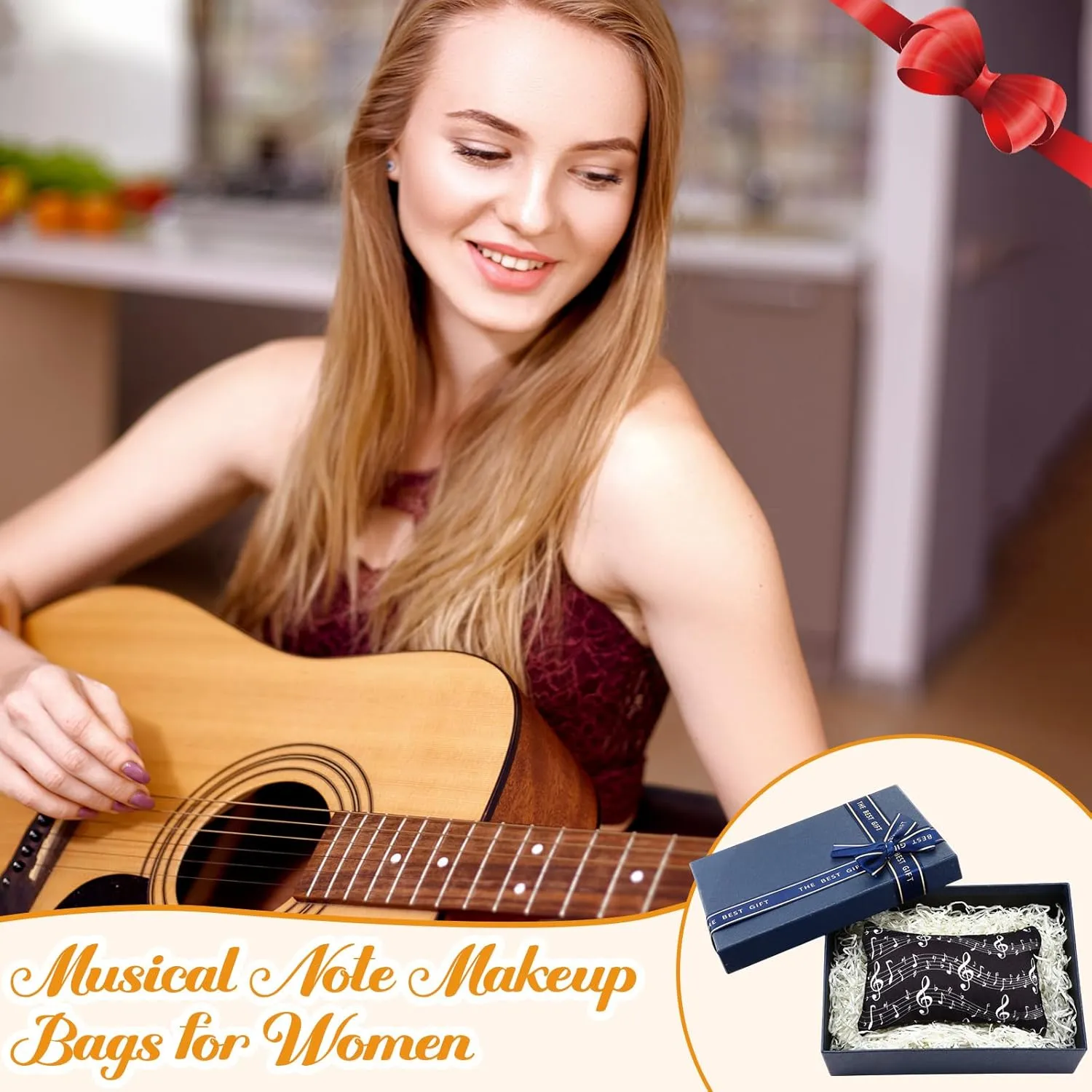 Sweetude 10 Pcs Musical Note Makeup Bag Music Teacher Gift for Women Thank You Lovers Cosmetic Bag Piano Travel Zipper Pouch for Teachers' Day Christmas Birthday Graduation(White)
