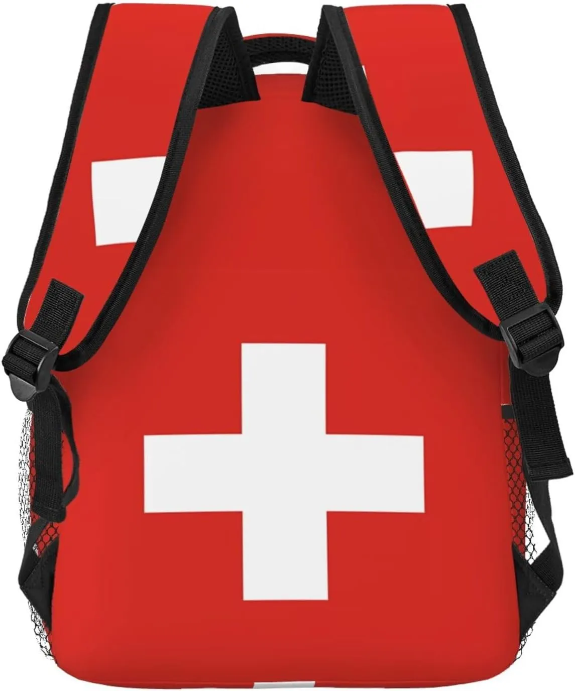 Switzerland Swiss Flag Backpack Casual Pack Bag Laptop Backpack With Side Pocket Front Zipper Pocket Bookpack Travel Daypack Picnic Rucksack