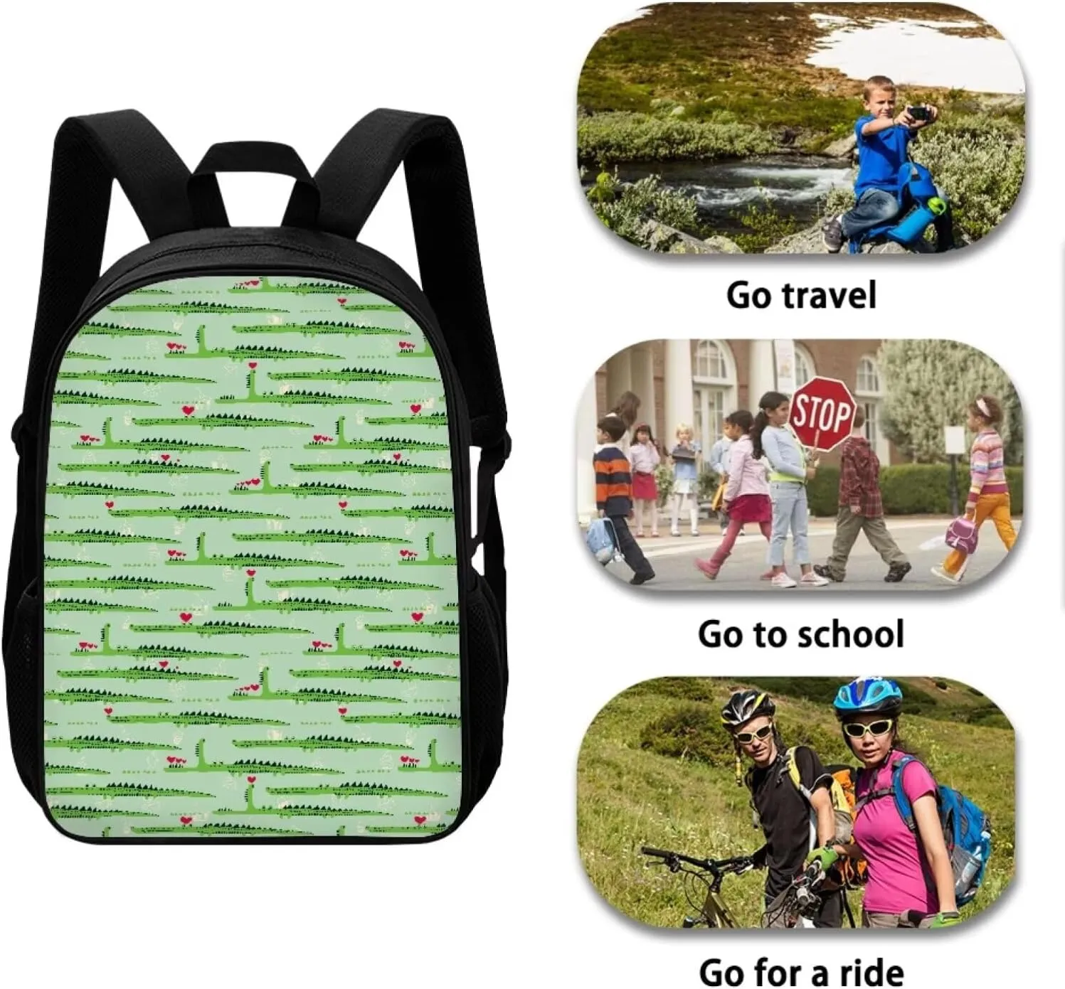 SYtrade Anime Crocodile Green Backpack for School Girls Travel Backpack Laptop Boys Toddler Bookbag