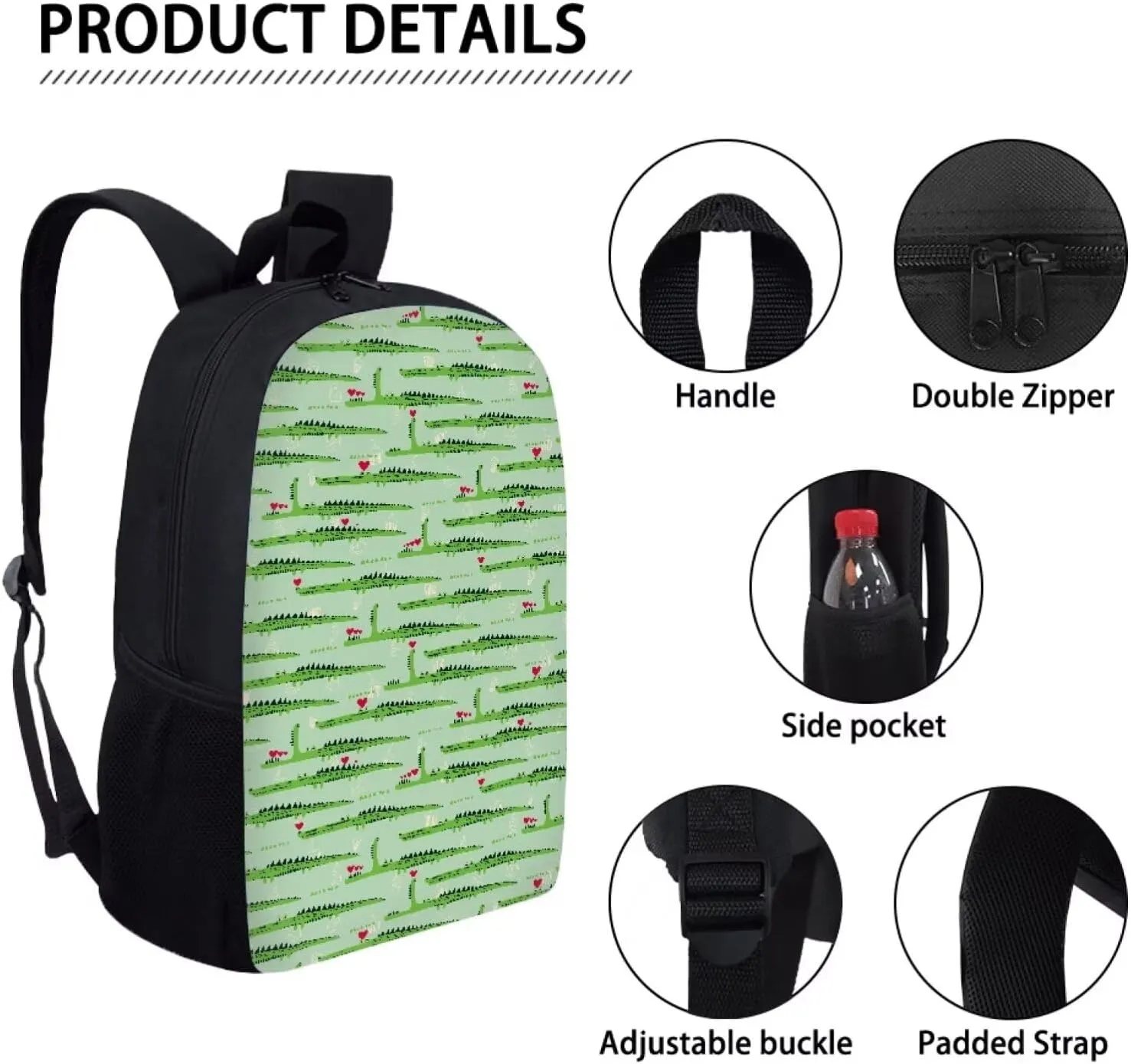 SYtrade Anime Crocodile Green Backpack for School Girls Travel Backpack Laptop Boys Toddler Bookbag
