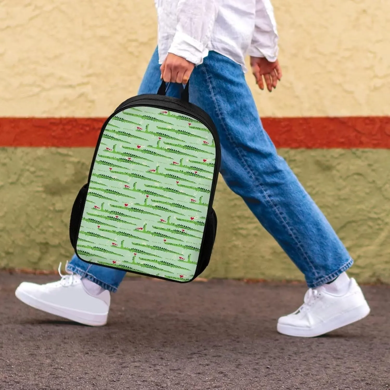 SYtrade Anime Crocodile Green Backpack for School Girls Travel Backpack Laptop Boys Toddler Bookbag
