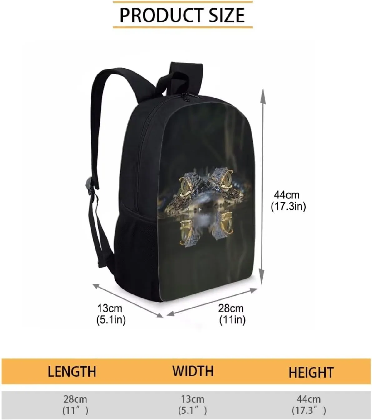 SYtrade Cool Crocodile Travel Backpack Girls Boys School Bookbag Kawaii Hiking Gym Backpack 17 Inch