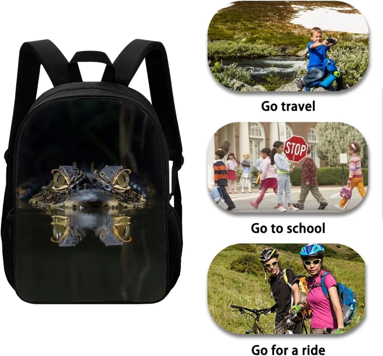 SYtrade Cool Crocodile Travel Backpack Girls Boys School Bookbag Kawaii Hiking Gym Backpack 17 Inch