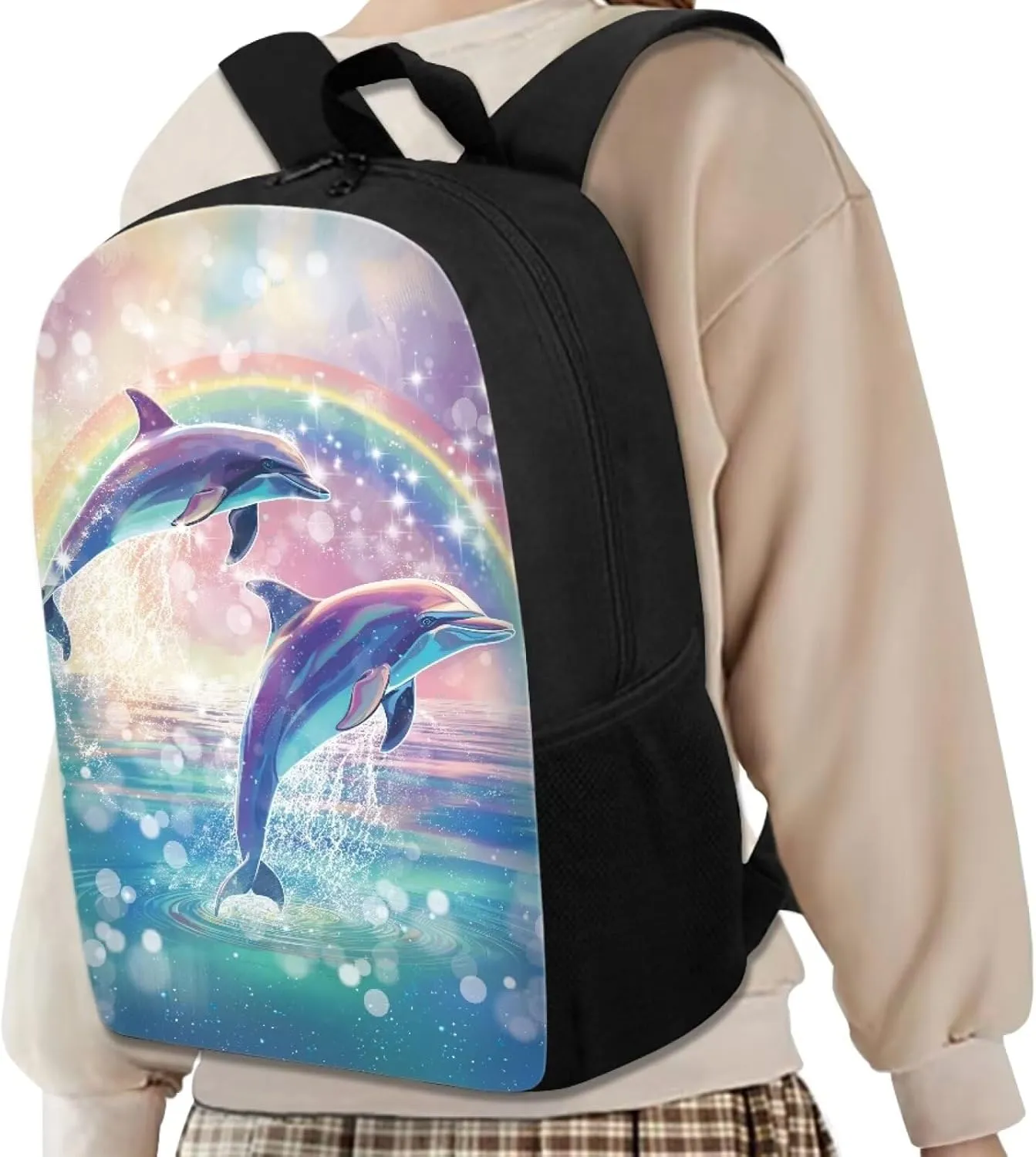 SYtrade Dolphin Leap Rainbow Backpack for School Girls Travel Backpack Laptop Boys Toddler Bookbag