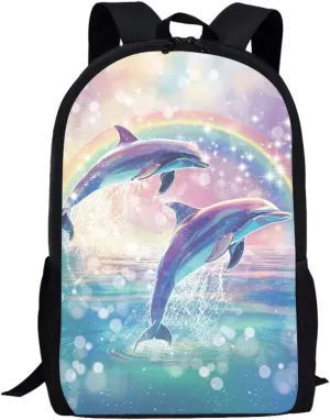 SYtrade Dolphin Leap Rainbow Backpack for School Girls Travel Backpack Laptop Boys Toddler Bookbag