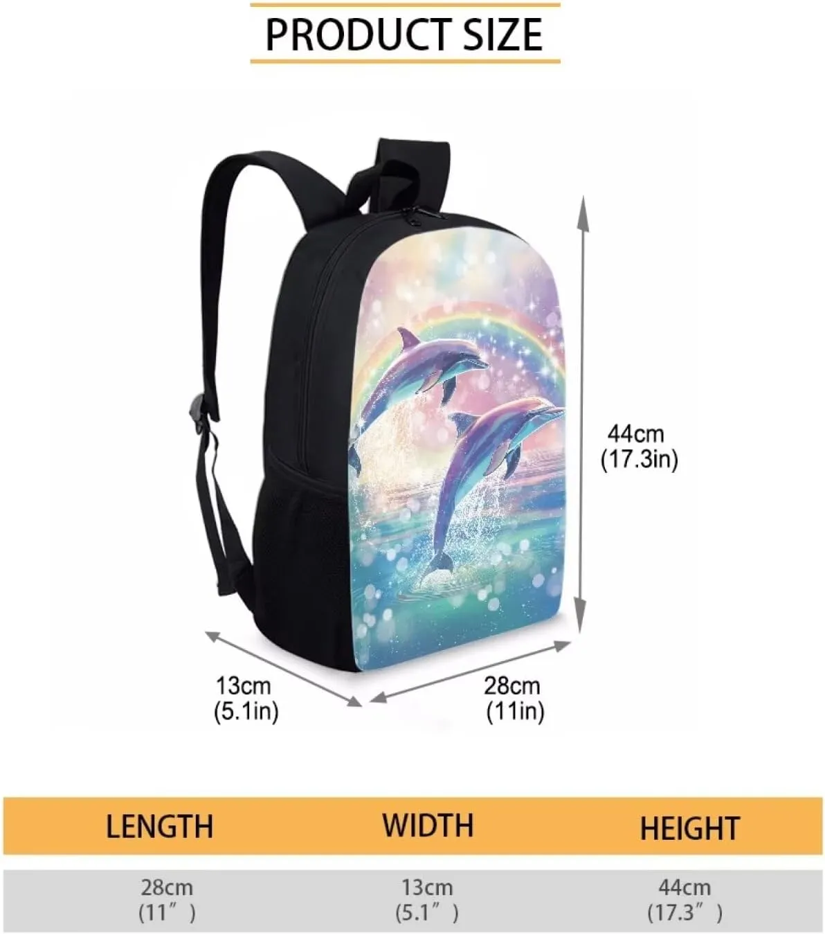 SYtrade Dolphin Leap Rainbow Backpack for School Girls Travel Backpack Laptop Boys Toddler Bookbag