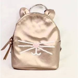 T-Shirt & Jeans Bronze Metallic Cat Backpack with Face