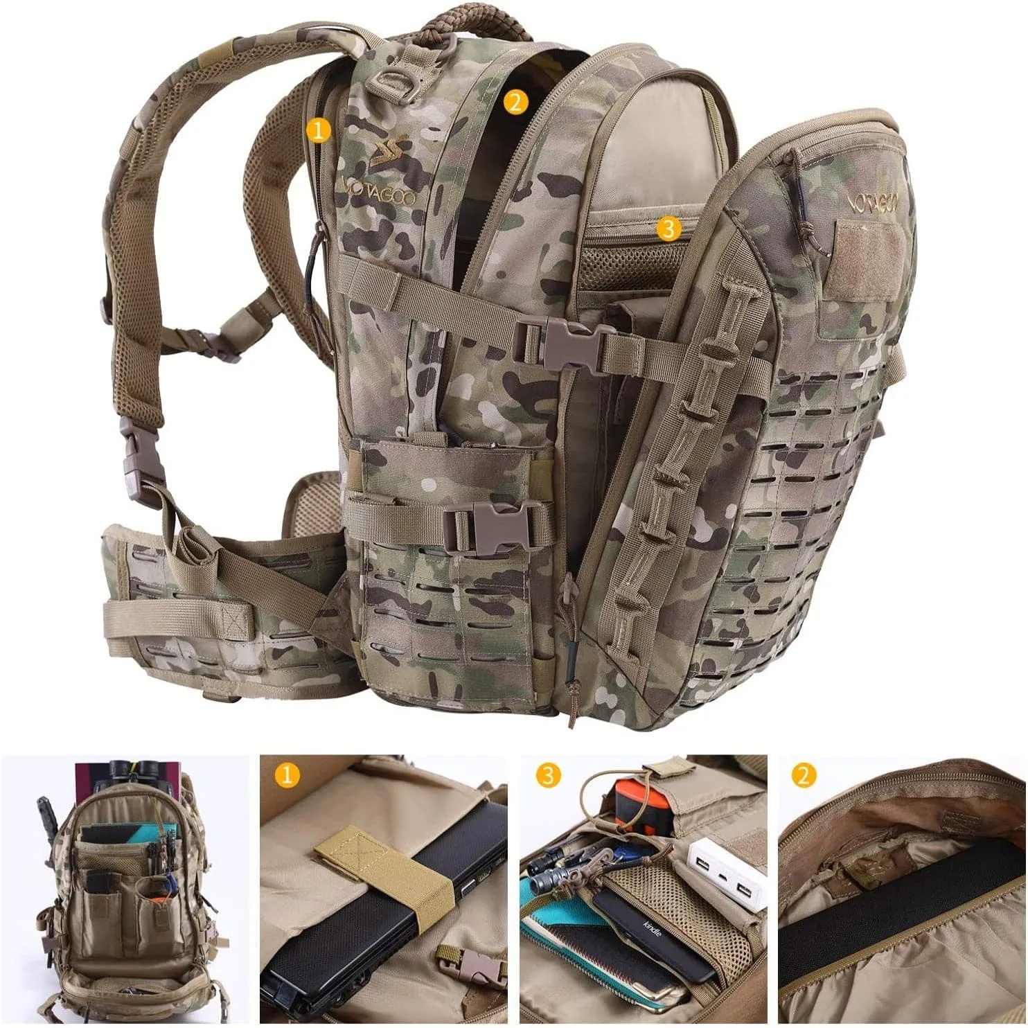 Tactical Assault Hiking Camping Backpack - 30L with Molle Compatibility