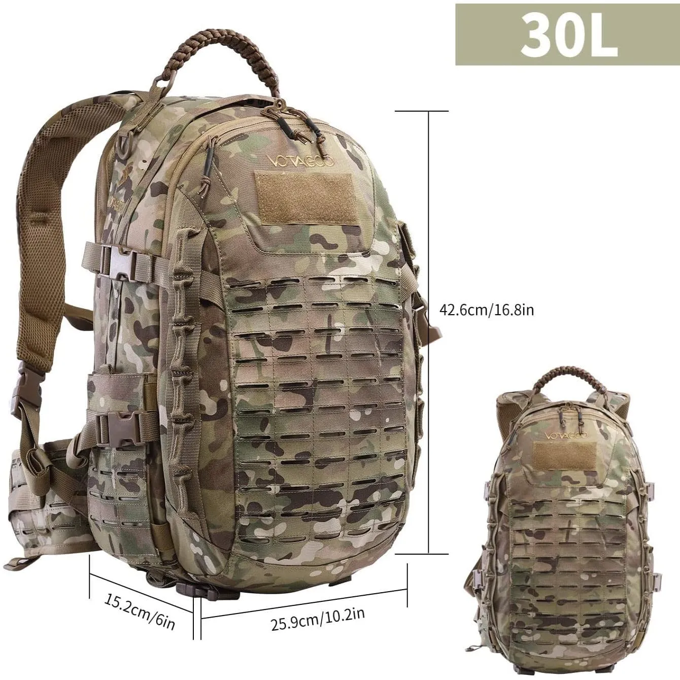 Tactical Assault Hiking Camping Backpack - 30L with Molle Compatibility