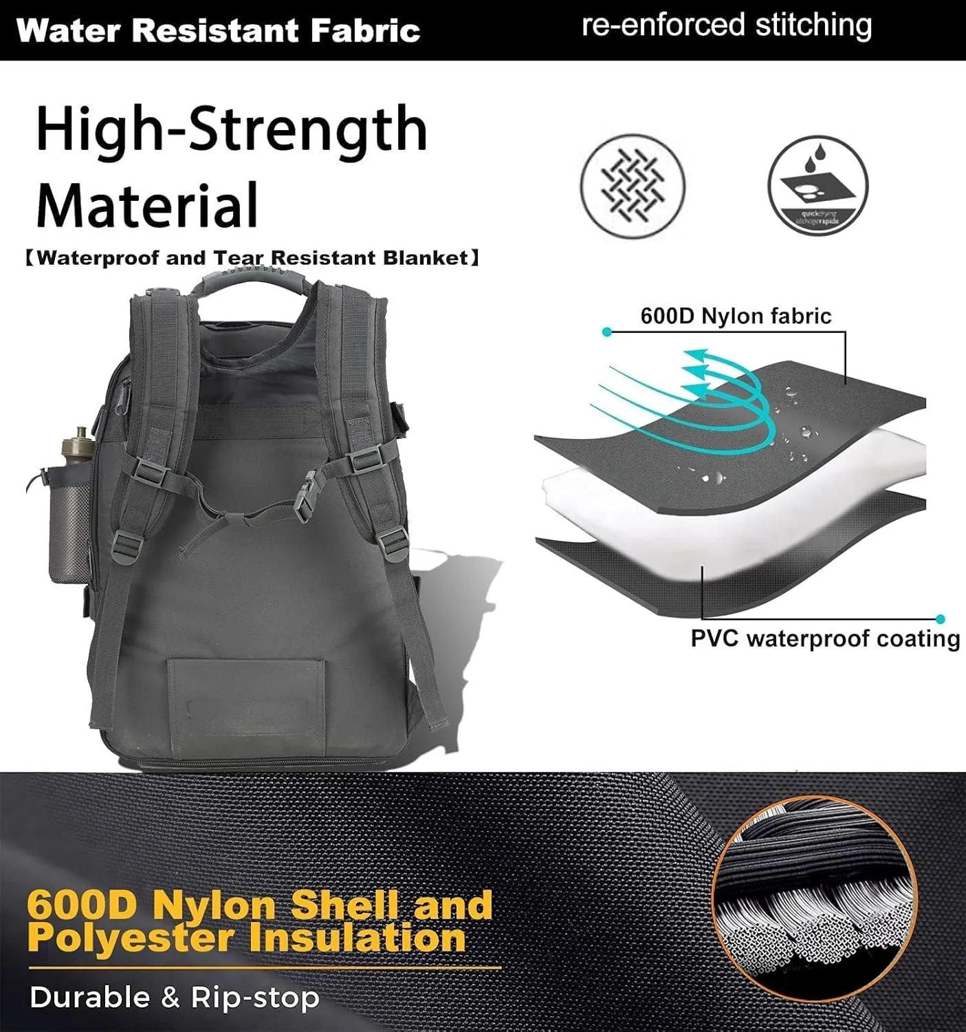 Tactical Backpack Military Hiking Daypack - Molle Backpack for Men 3 Day Assault Pack Bug Out Bag for Camping (Grey)