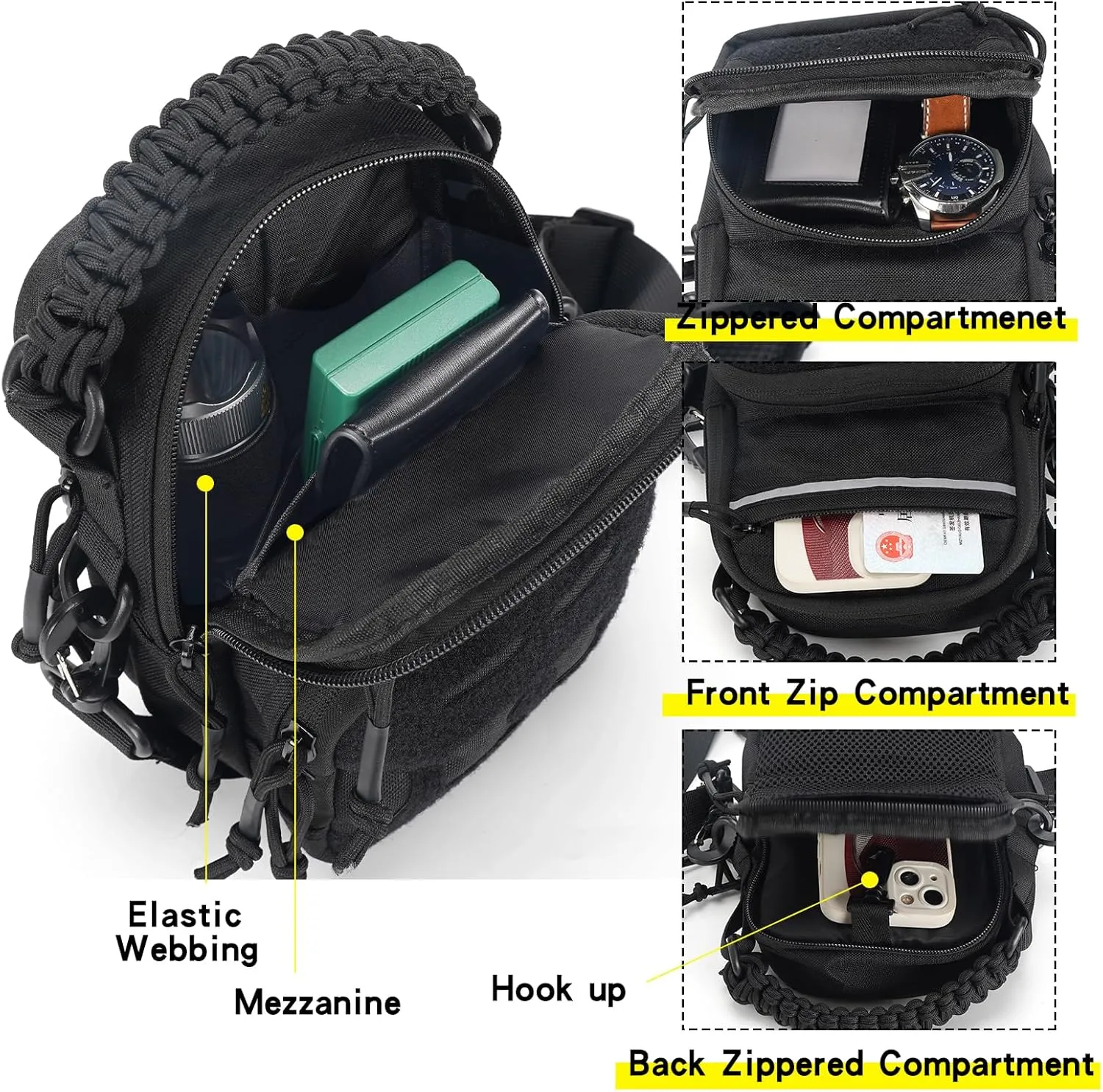 Tactical Fanny Pack for Men,Molle Waist Bag with Patch Utility Hip Belt Bumbag for Outdoor Hiking, Mountain Climbing