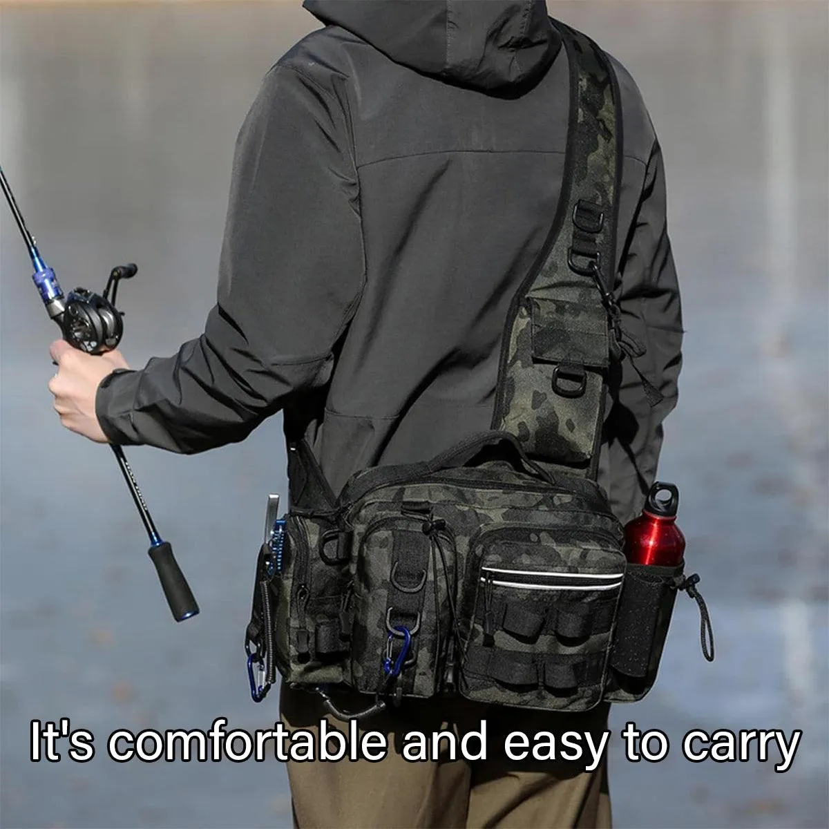 Tactical Fishing Backpack Large Capacity Outdoor Waist Chest Bag Camouflage