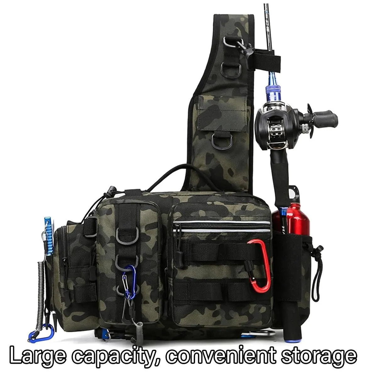 Tactical Fishing Backpack Large Capacity Outdoor Waist Chest Bag Camouflage